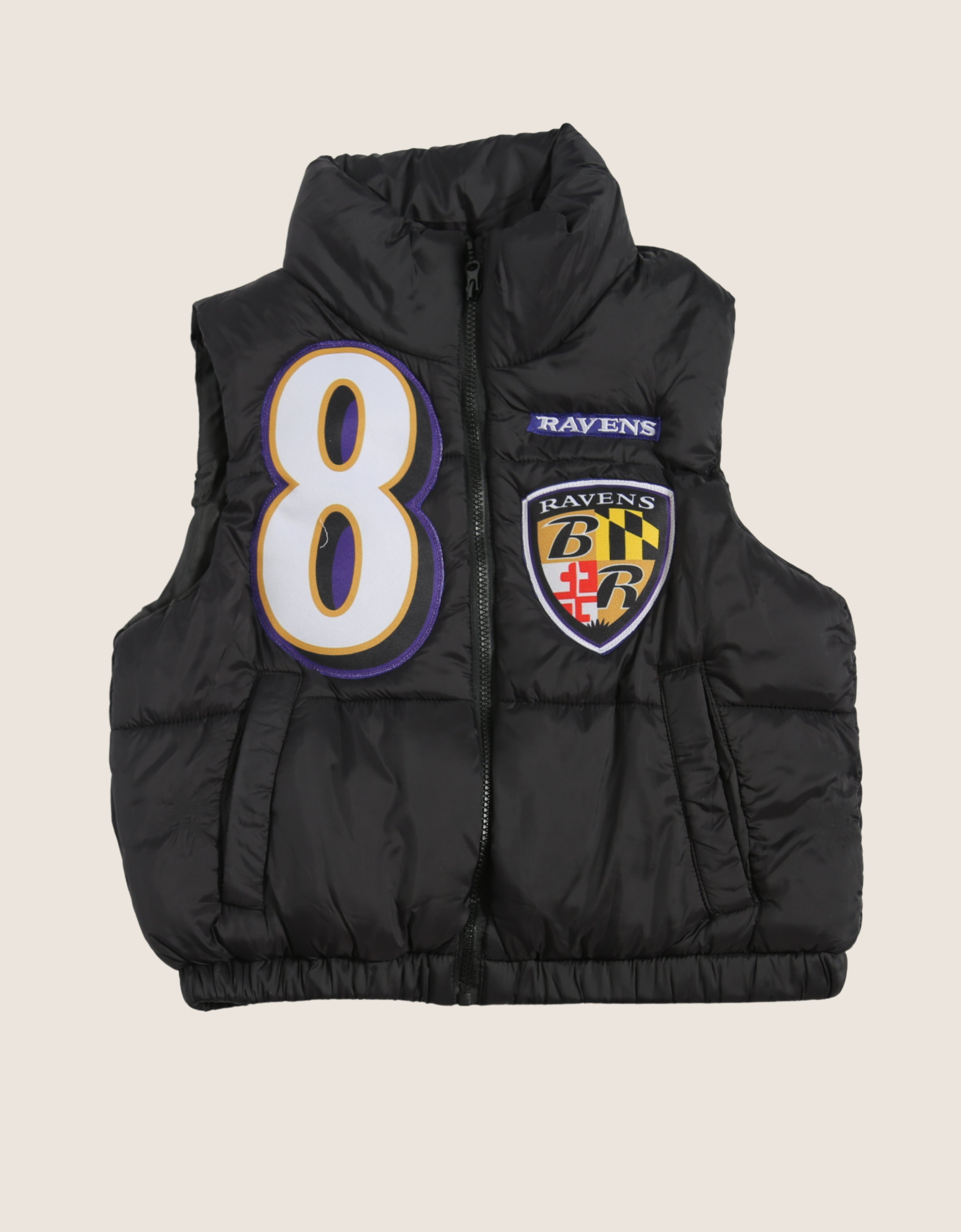 ravens #8 jackson patched reworked puffer vest