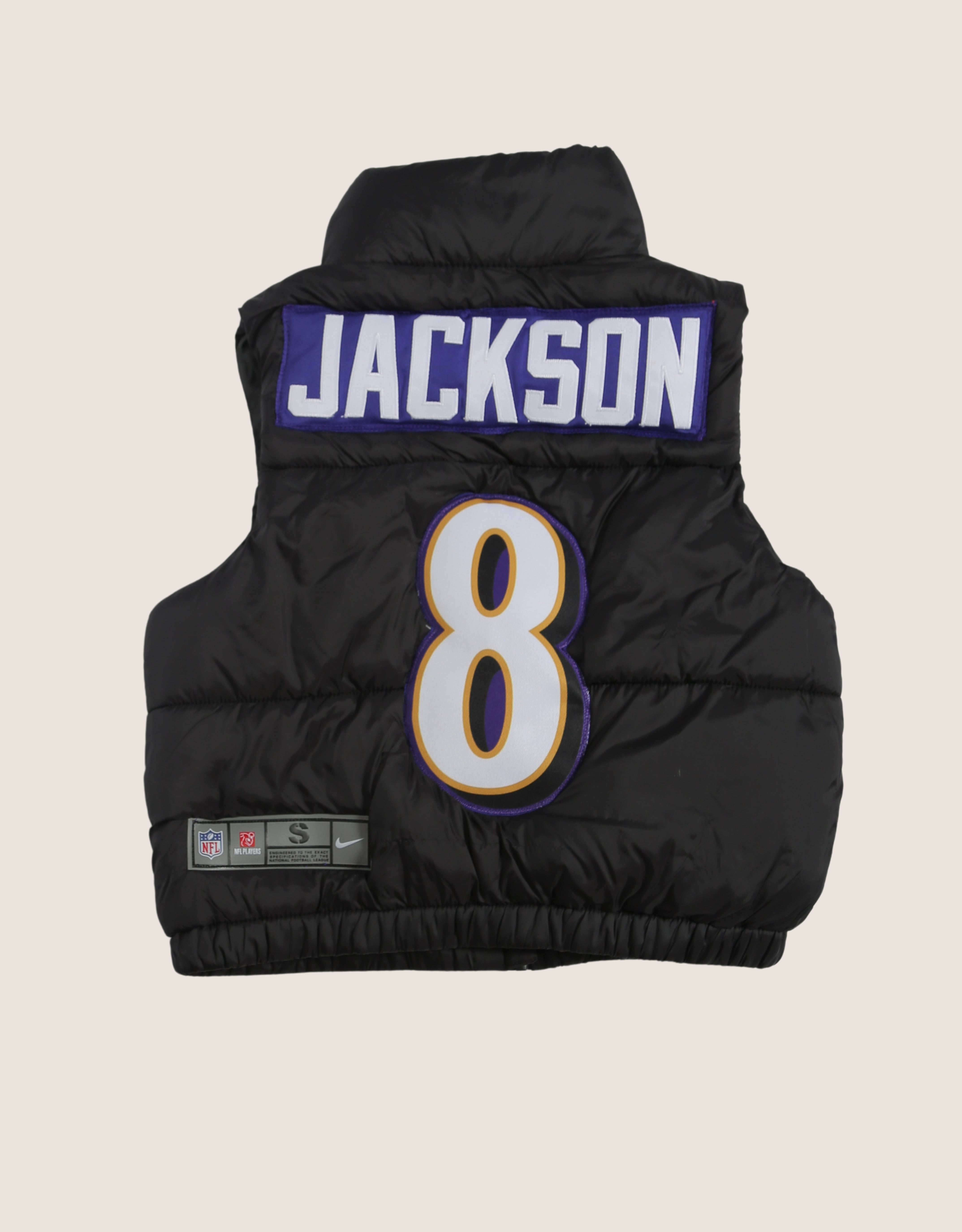 ravens #8 jackson patched reworked puffer vest