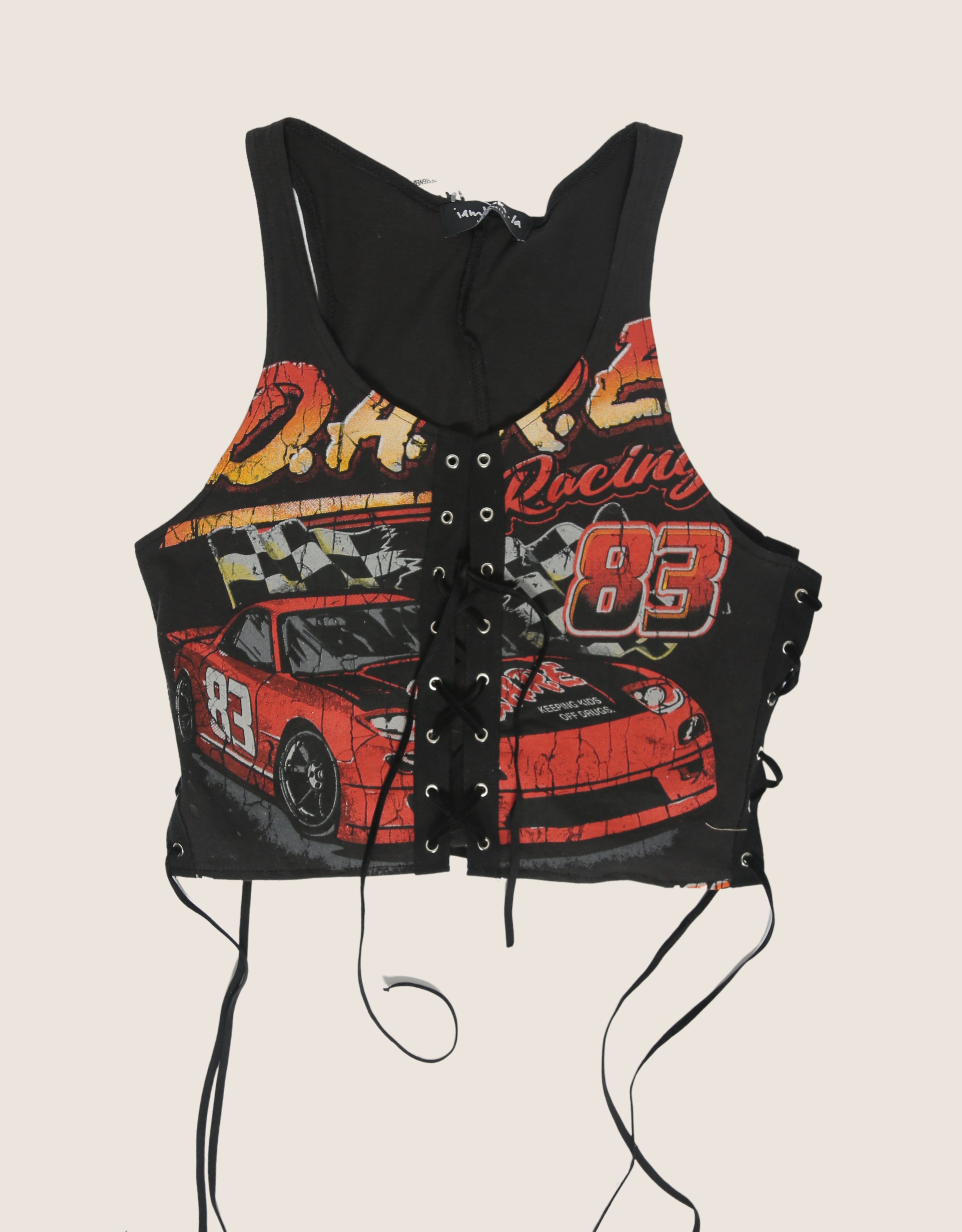 d.a.r.e. racing all laced up reworked tank (xs/s)