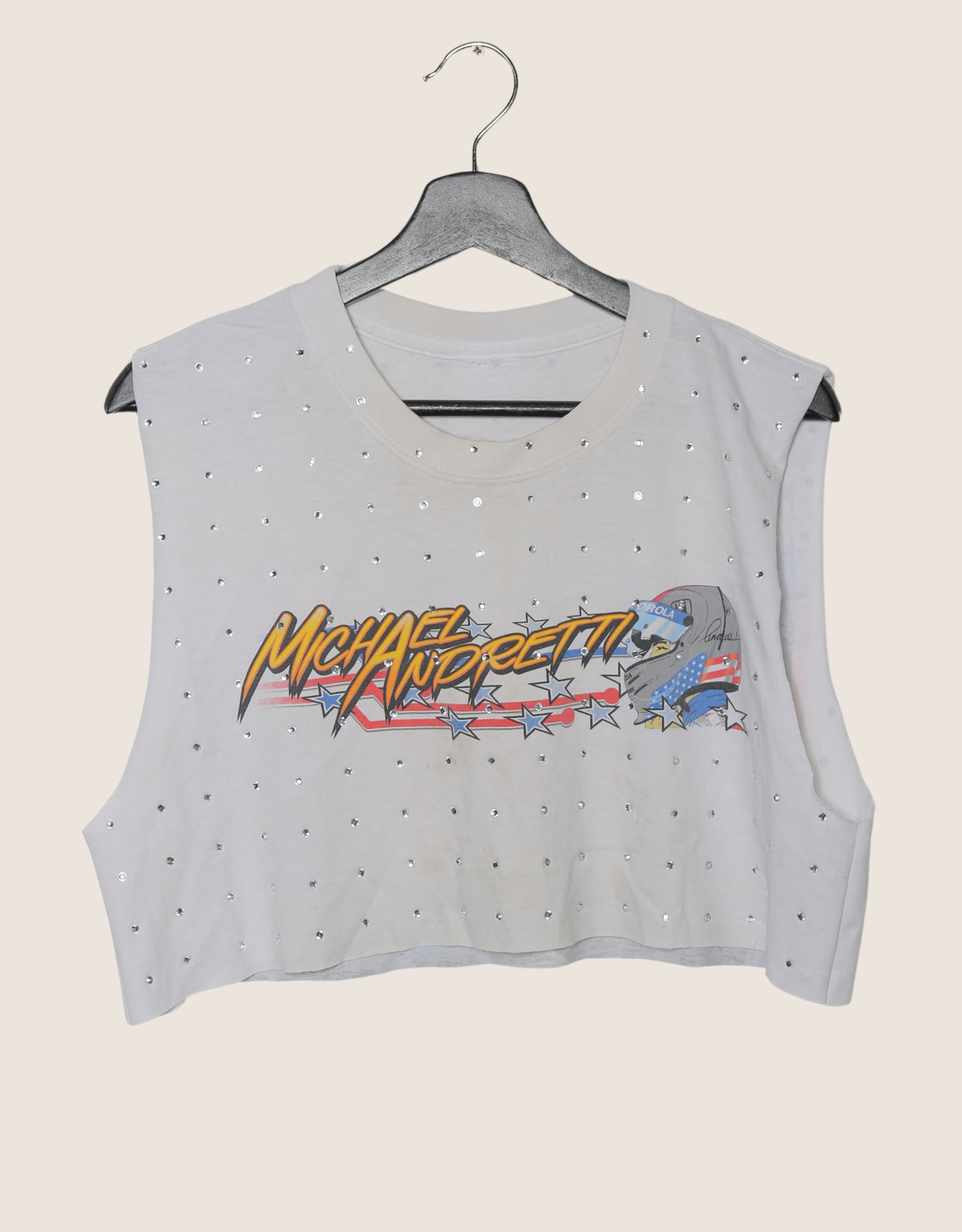 racer rhinestone muscle tank (med/lrg)