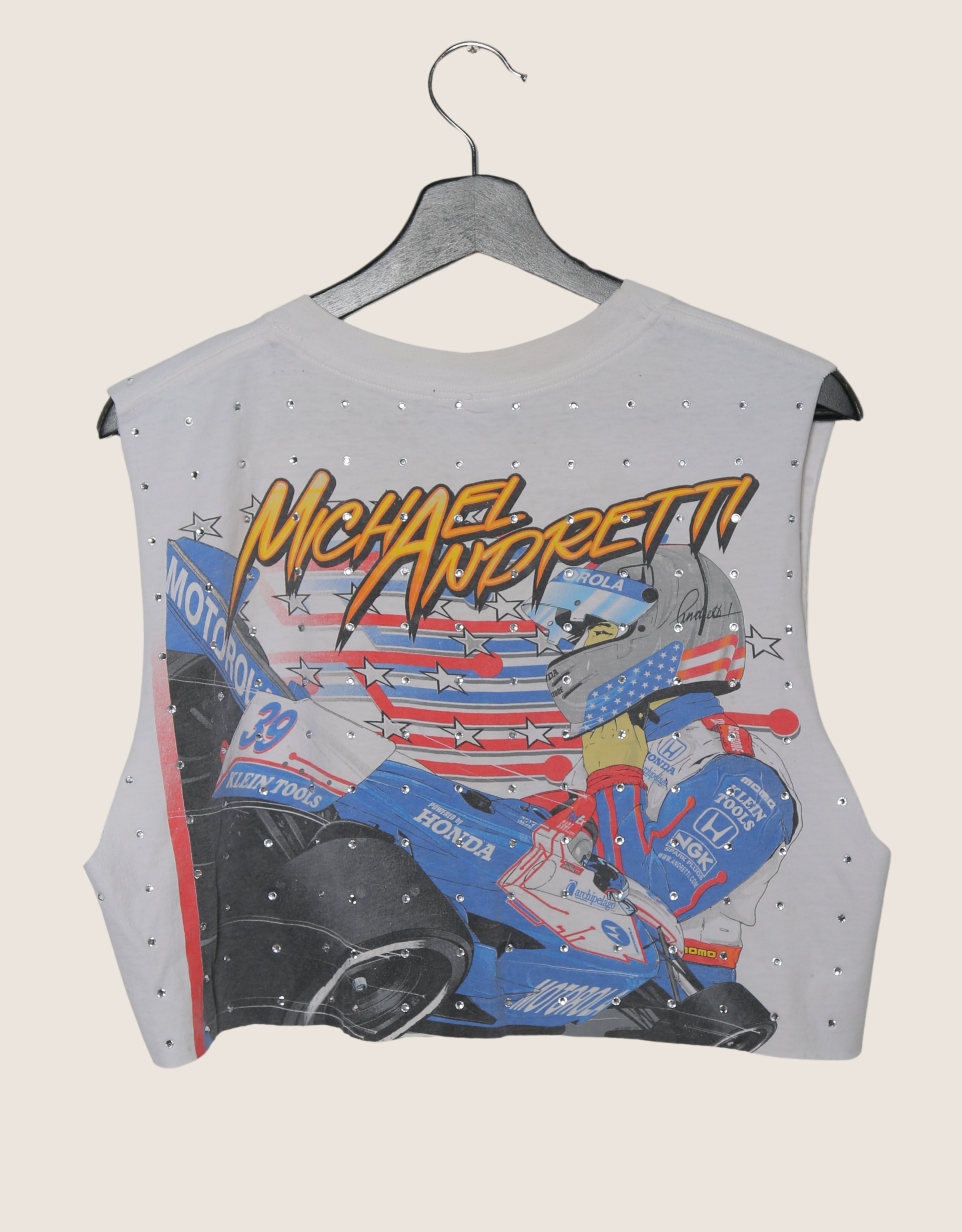 racer rhinestone muscle tank (med/lrg)