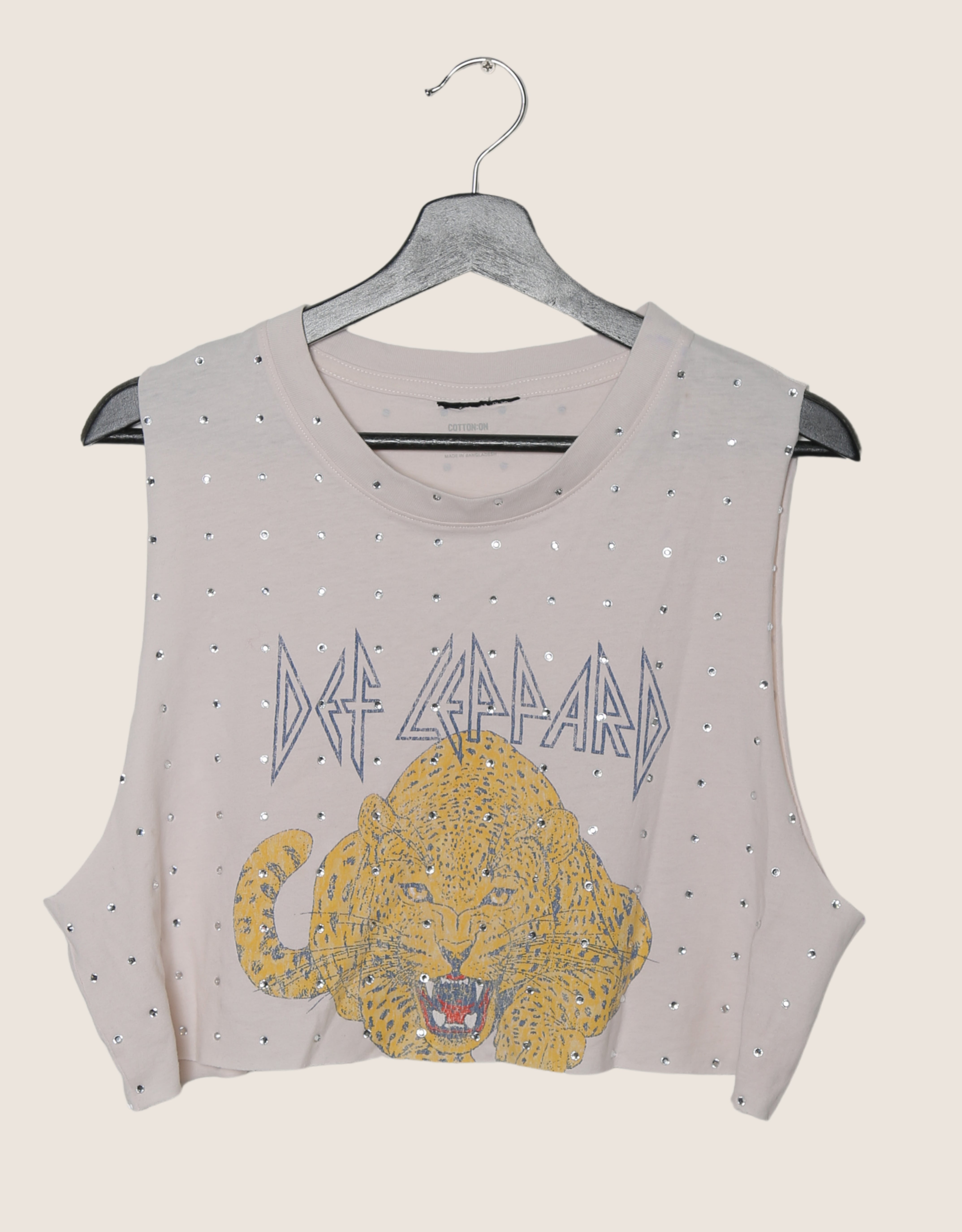 def leppard cat rhinestone muscle tank (sm/med)