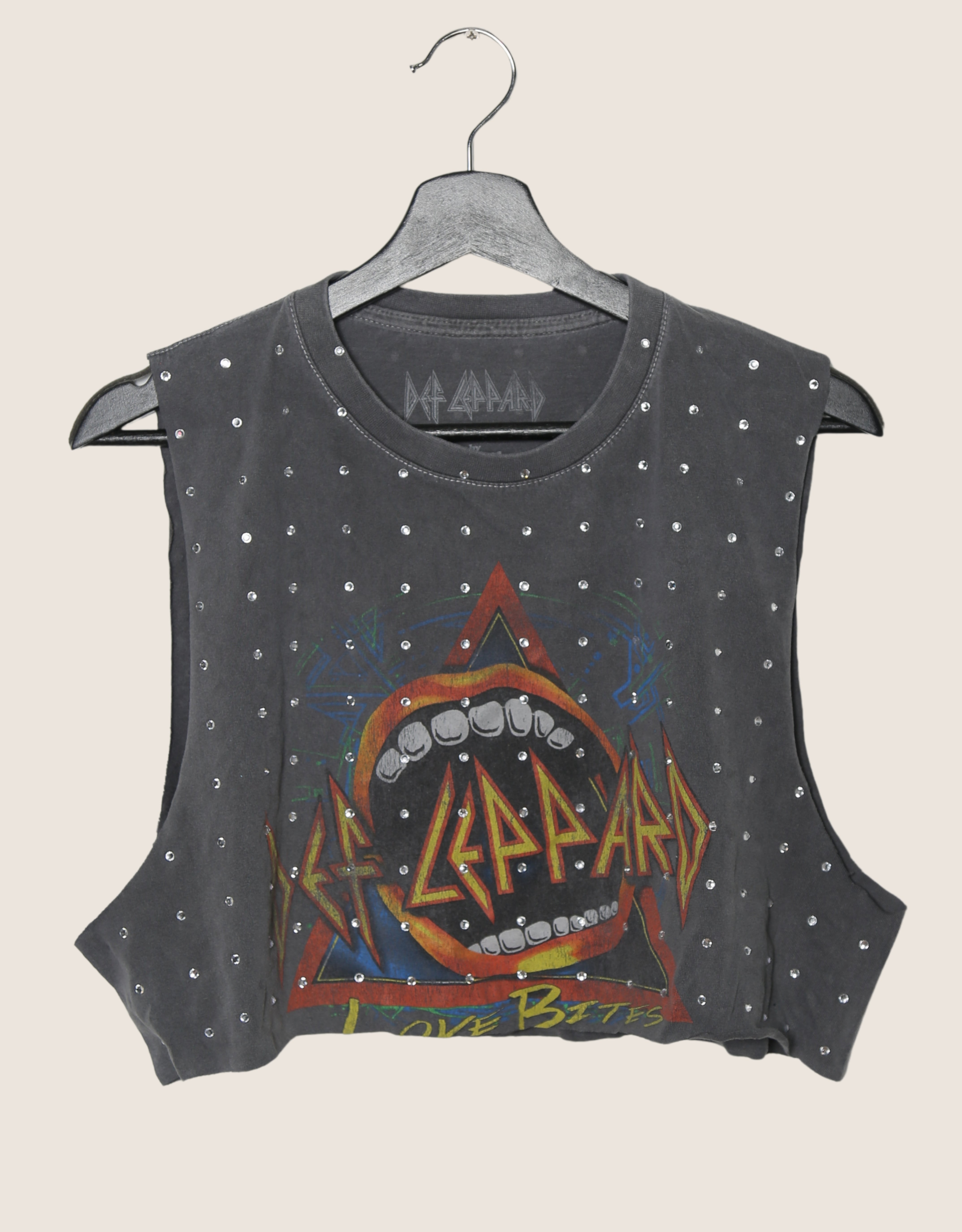 def leppard love bites rhinestone muscle tank (sm/med)