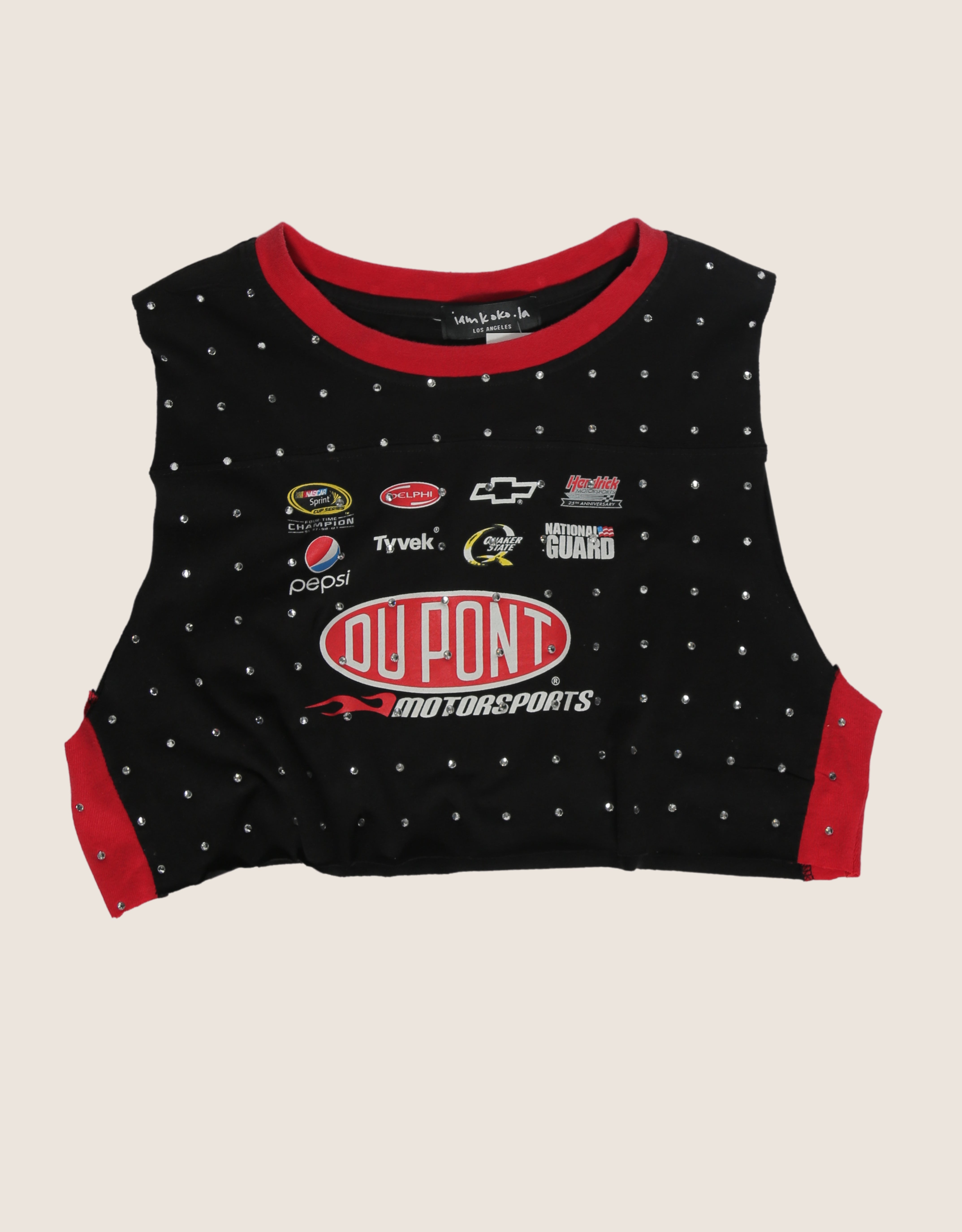 dupont motorsports rhinestone muscle tank (XS/S)