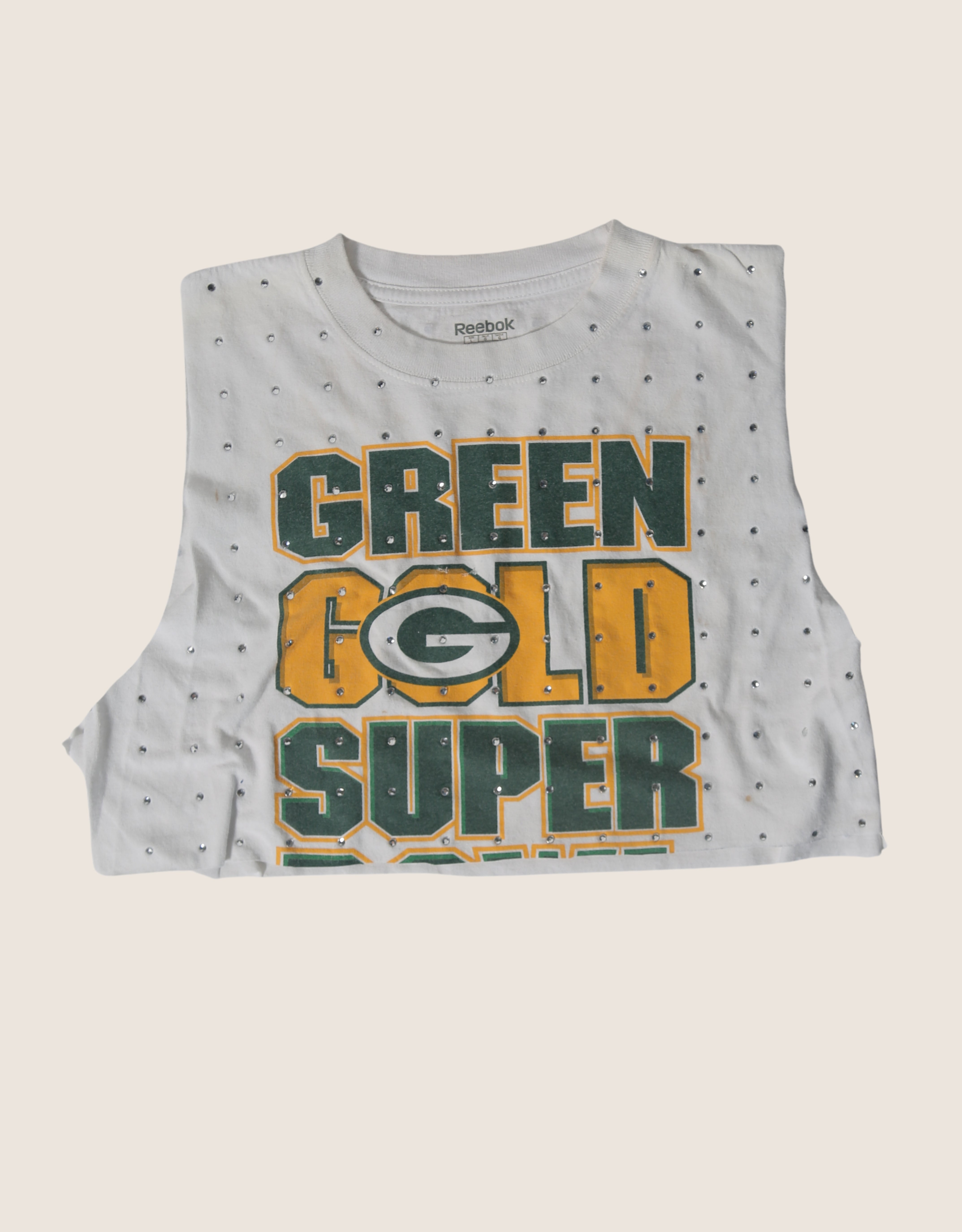 green bay rhinestone muscle tank (small/med)