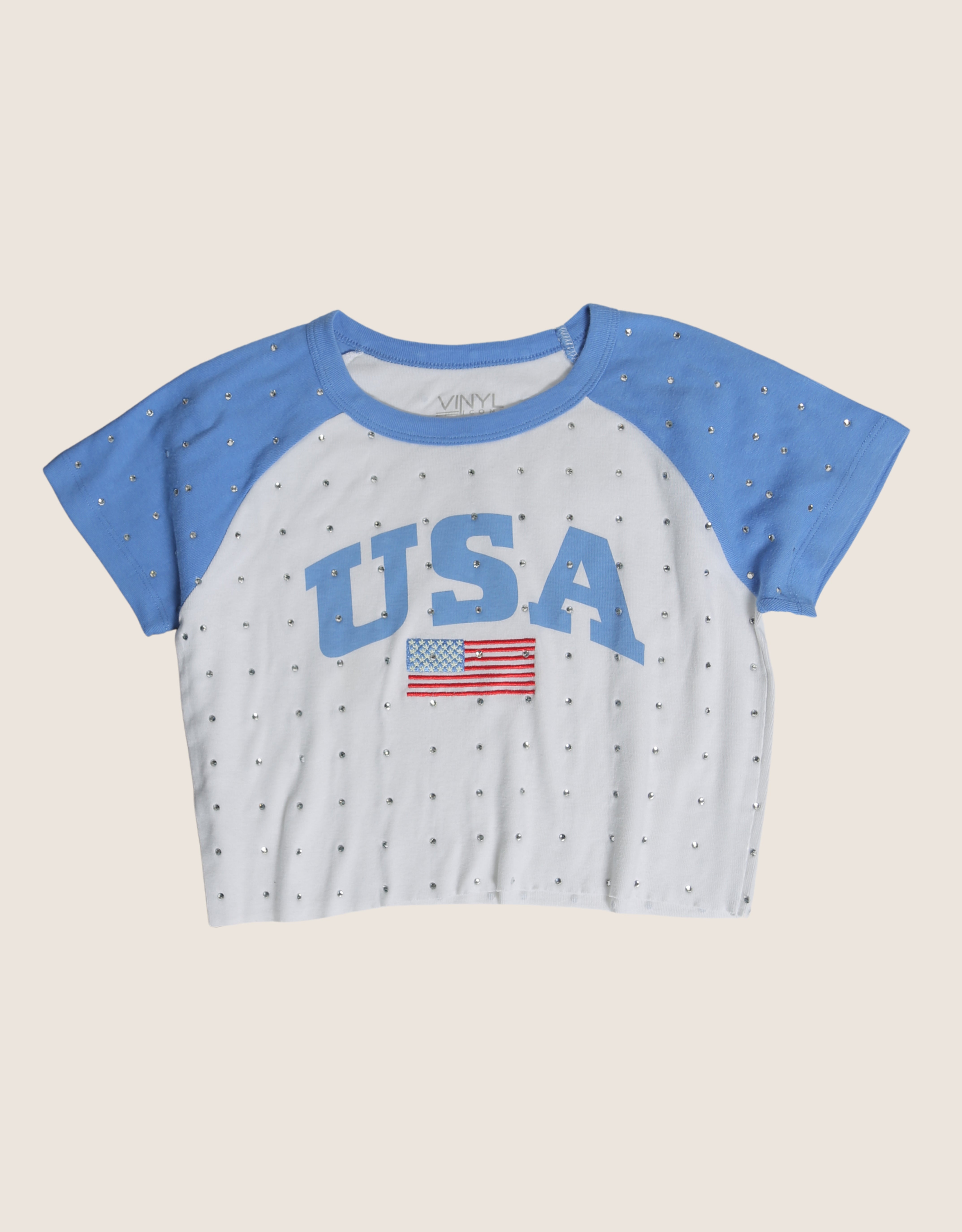 usa rhinestone cropped tee (S/M)