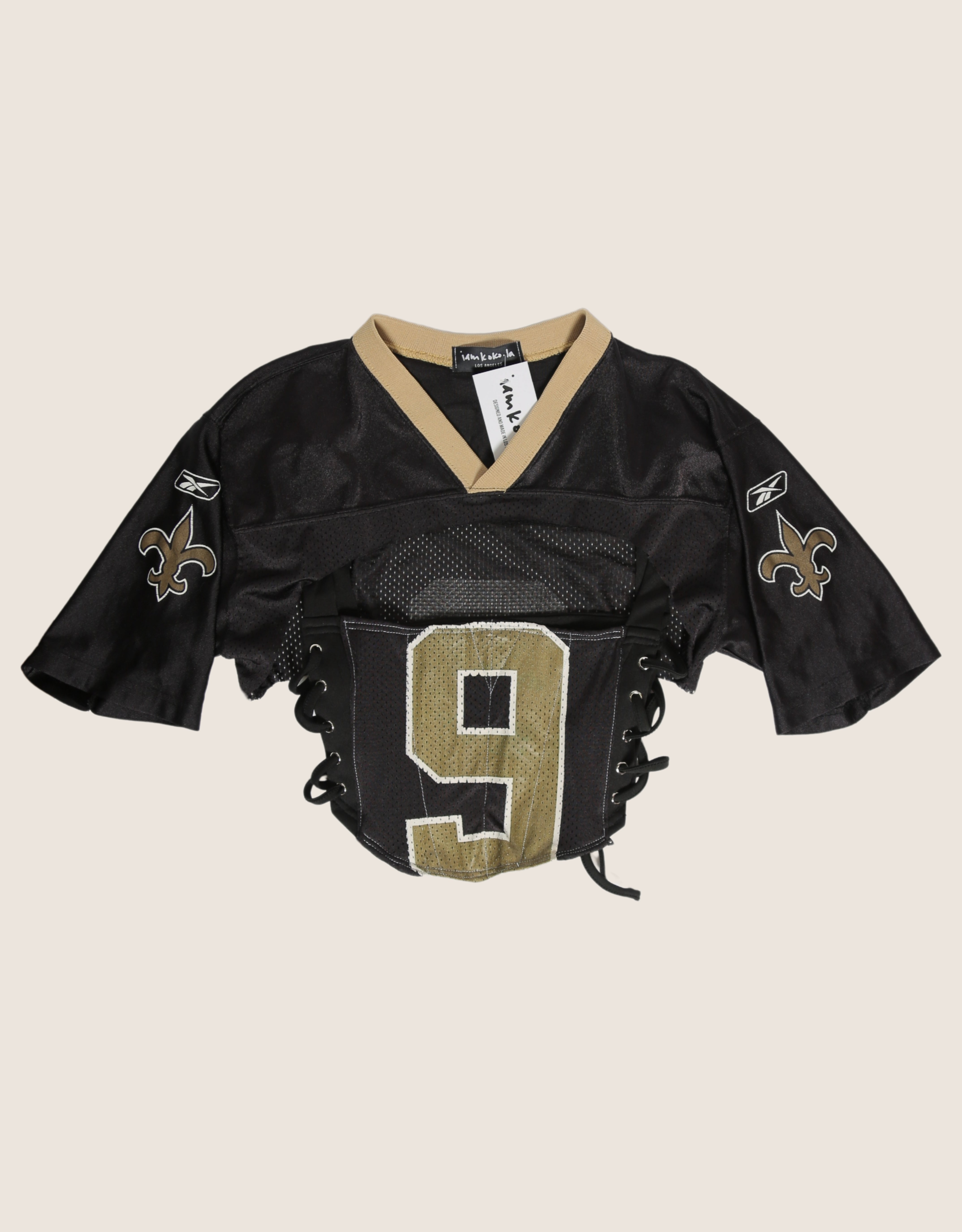 saints 9 reworked corset with matching jersey shrug
