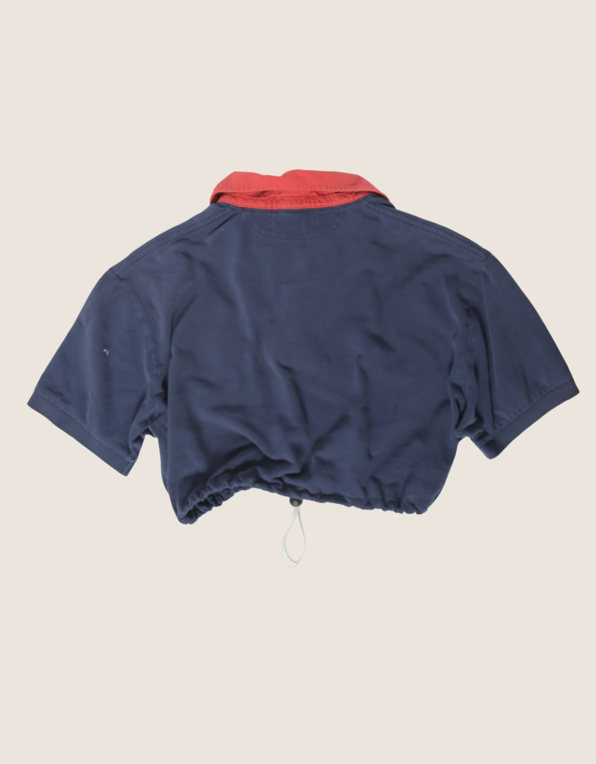 red collar scrunch waist polo top (S)