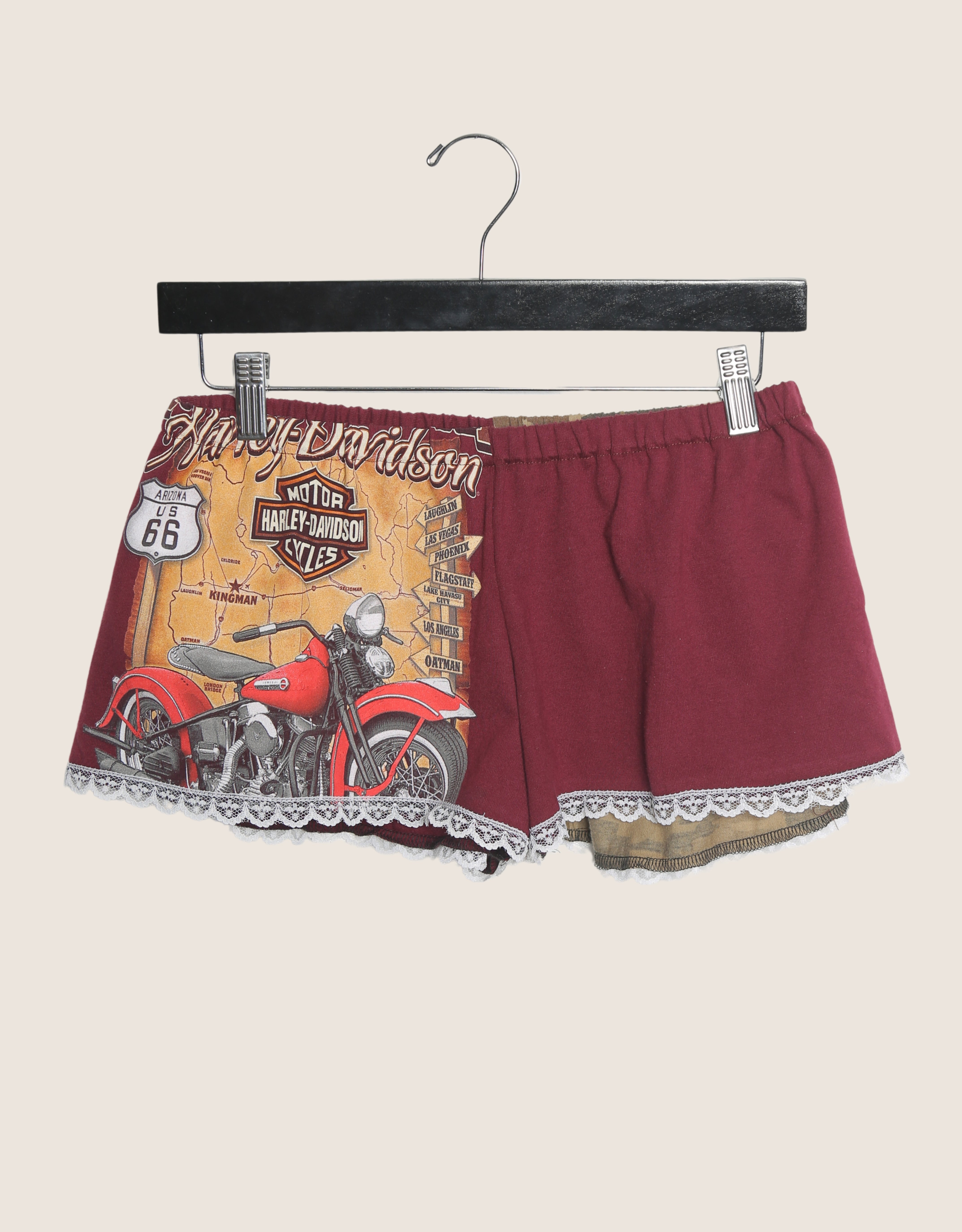 harley route 66 reworked mini shorts (small)