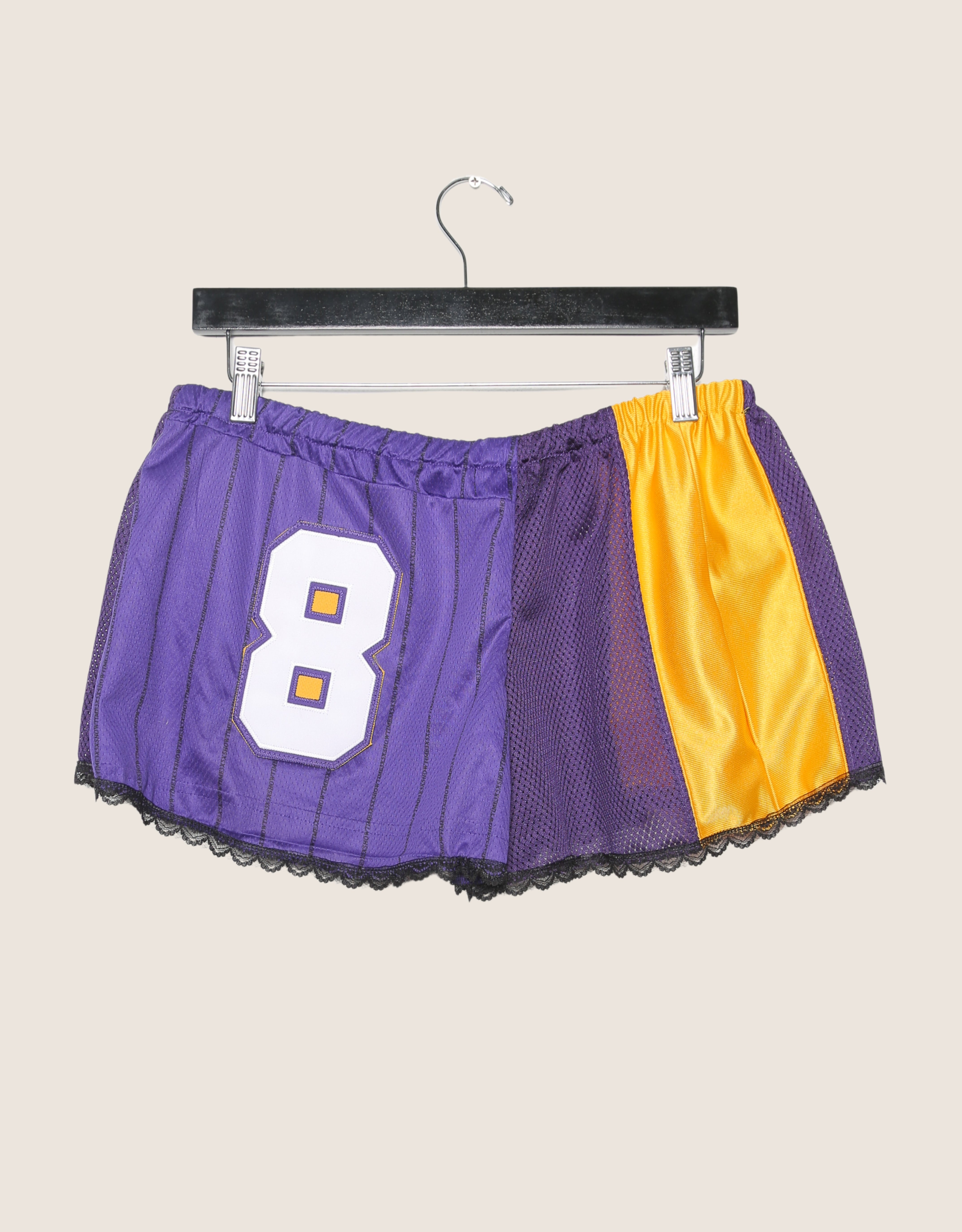 lakers 8 reworked mini shorts (large