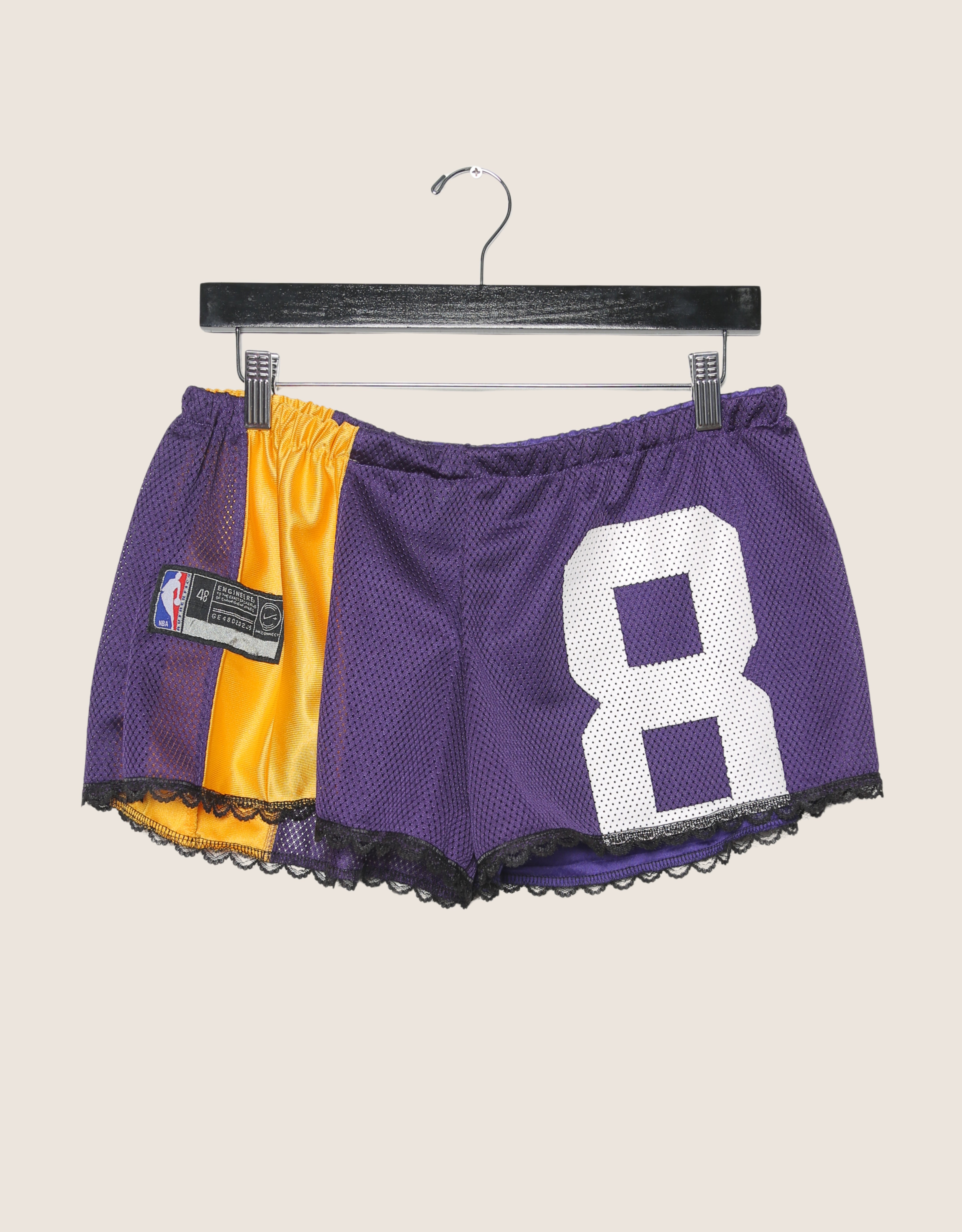 lakers 8 reworked mini shorts (large