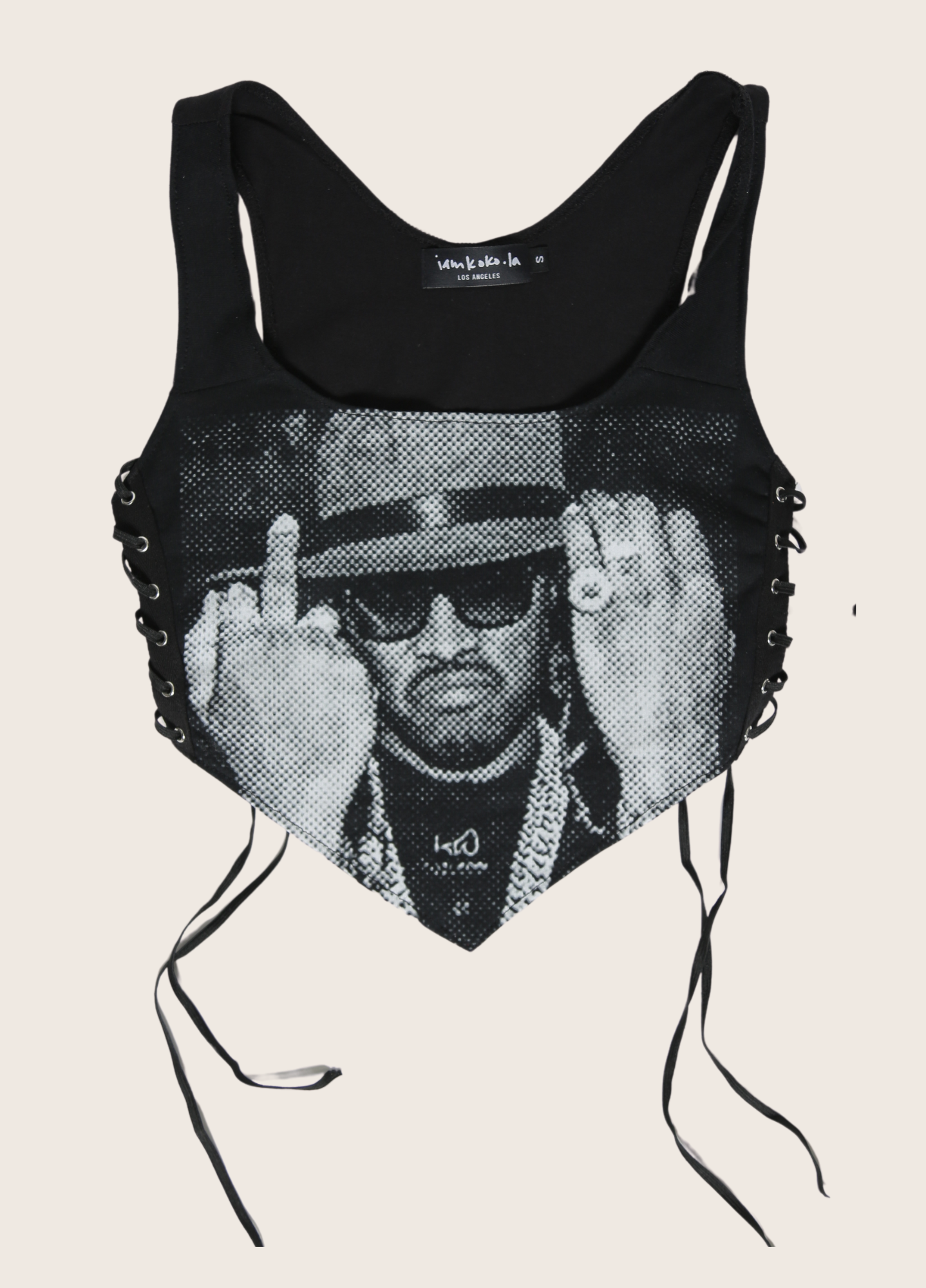 custom Future middle finger side lace tank top