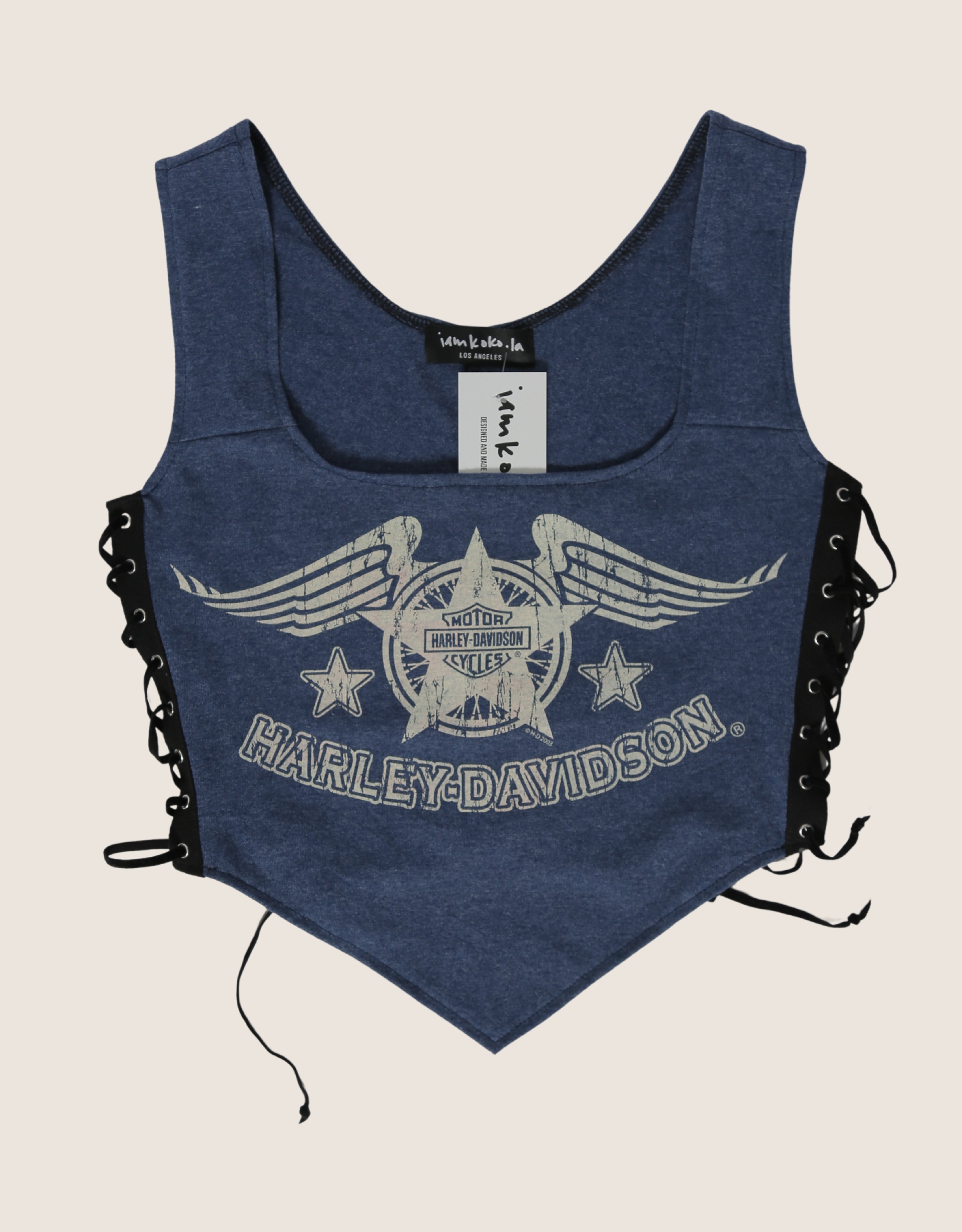 harley star reworked side lace tank top (medium)