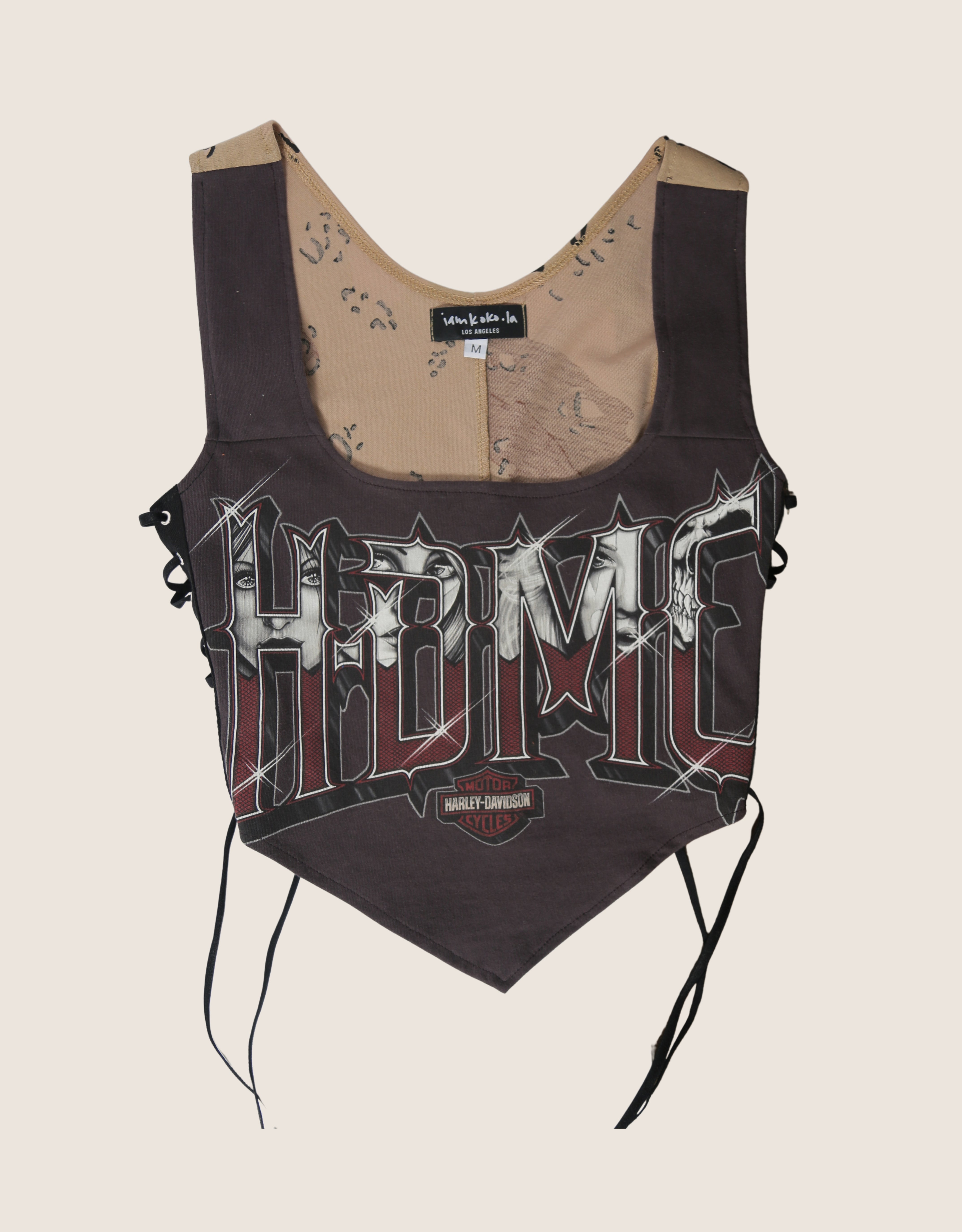 harley girls reworked side lace tank top (M)