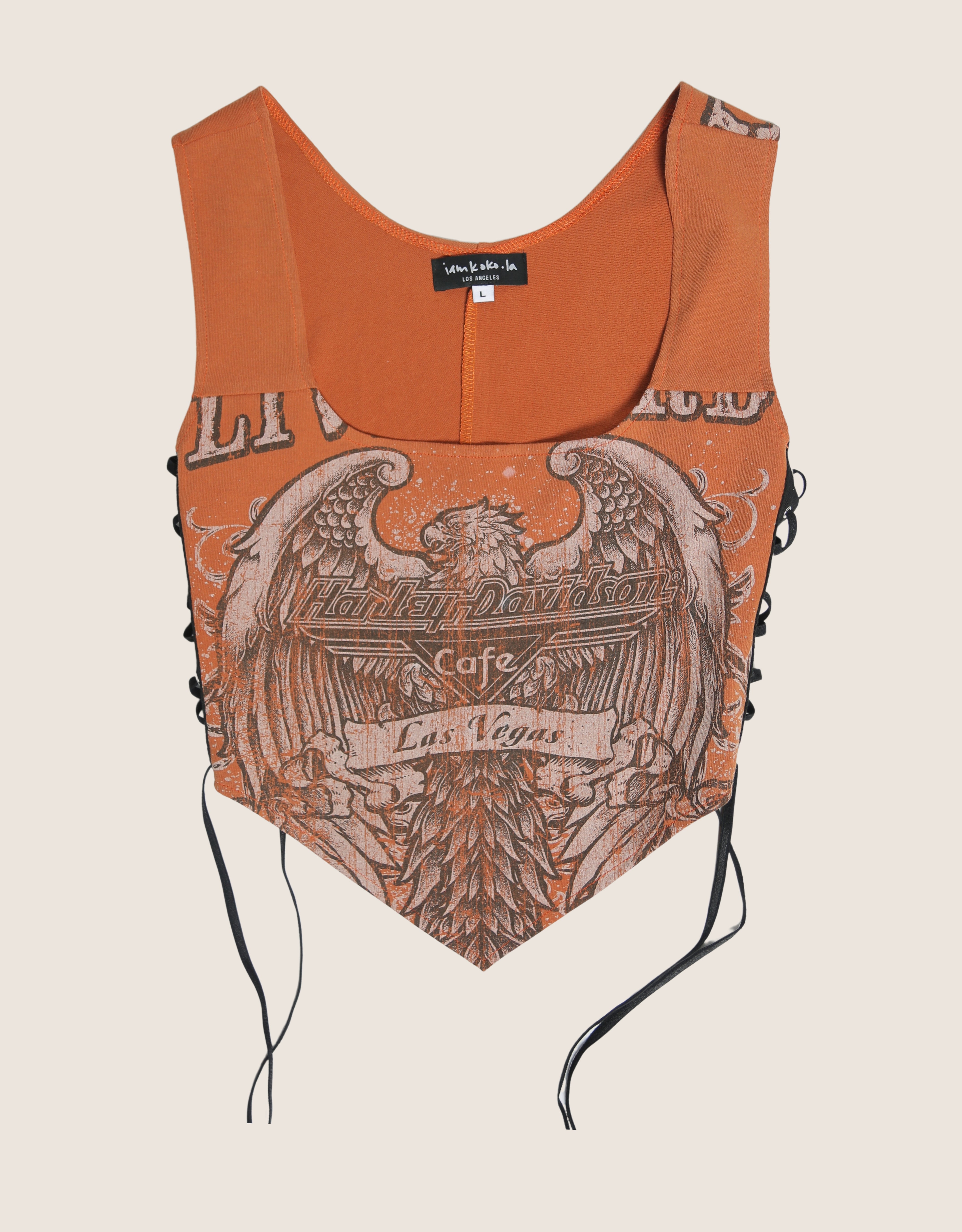 harley eagle reworked side lace tank top (L)