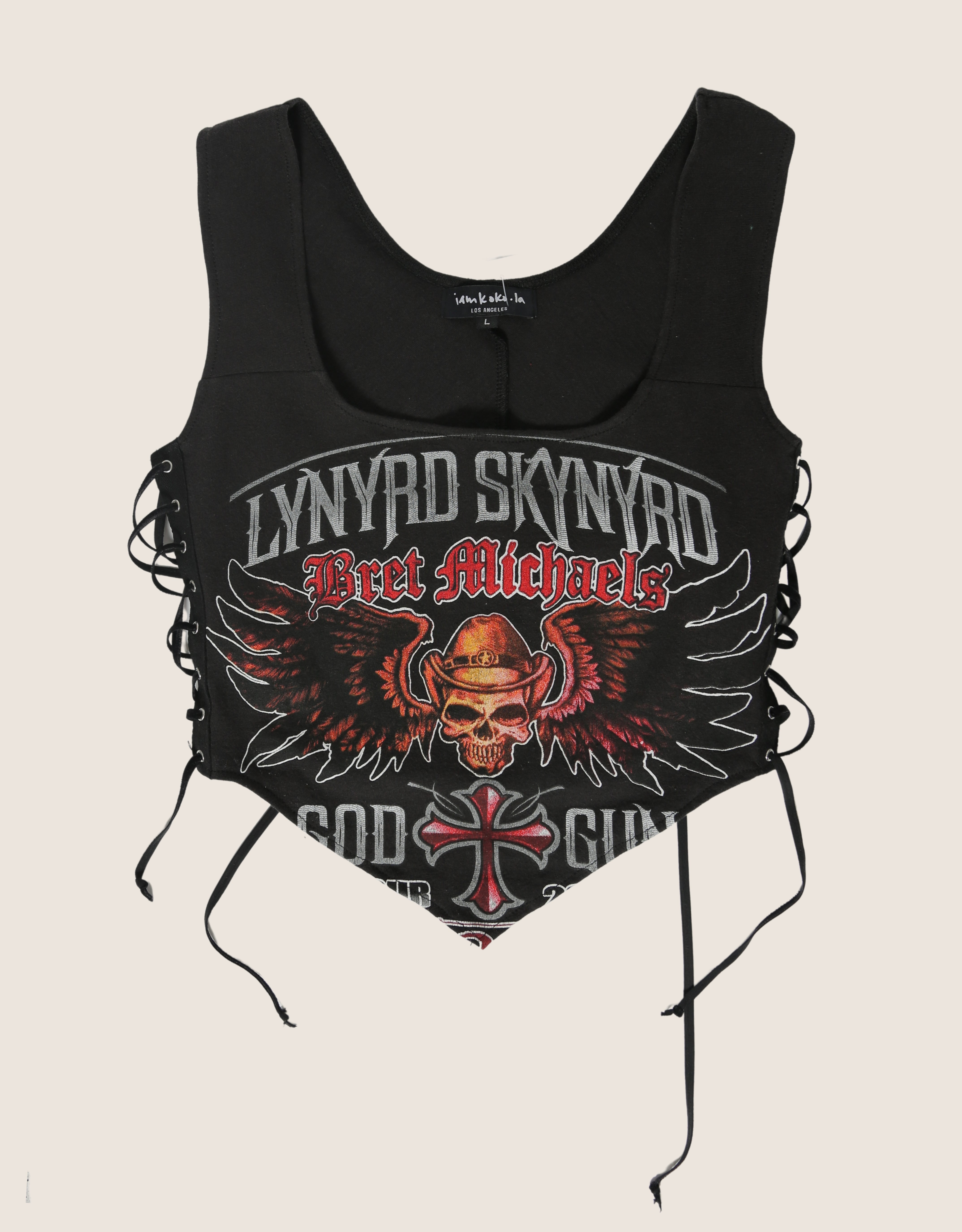 lynyrd skynyrd reworked side lace tank top