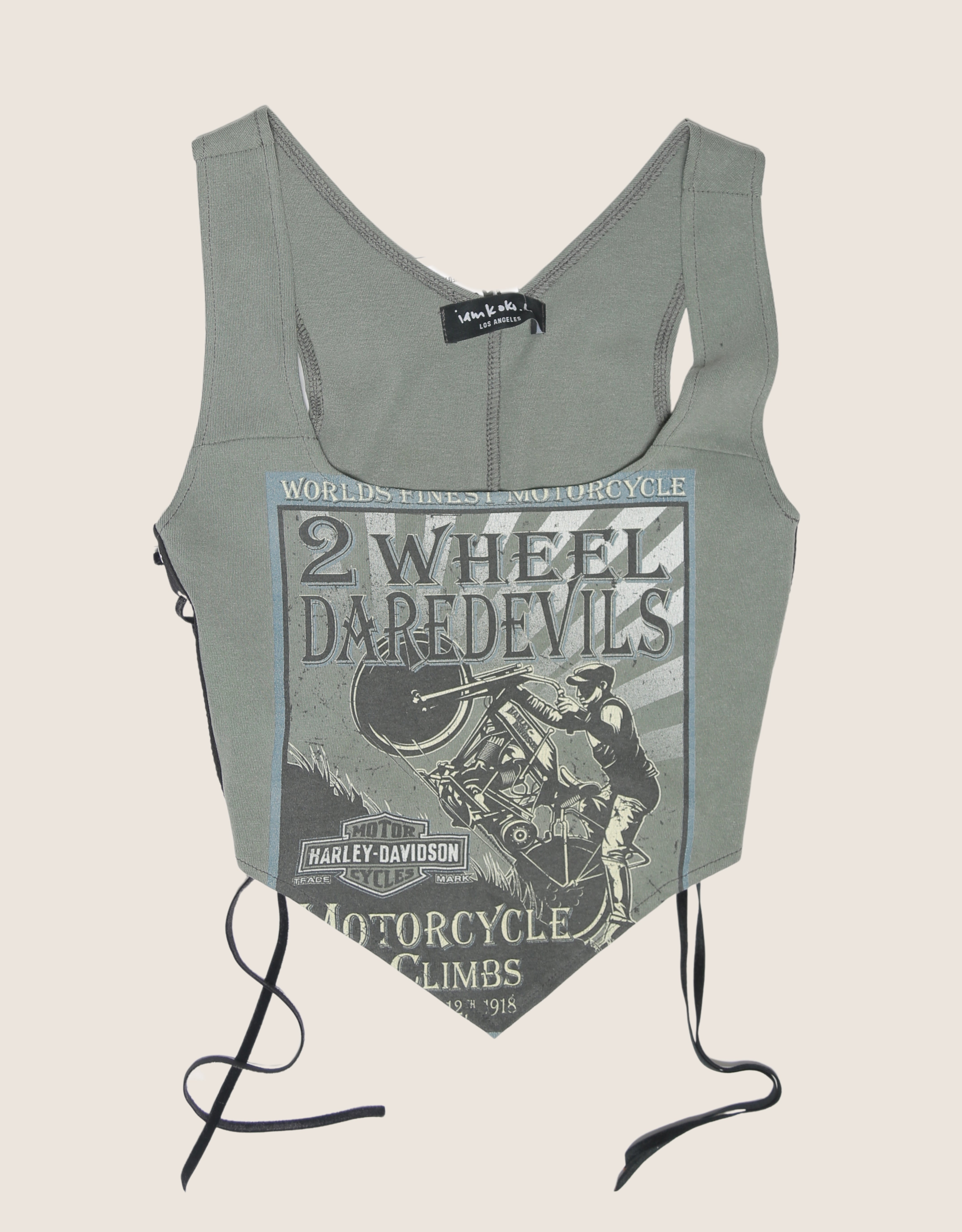 harley daredevils reworked side lace tank top (S)