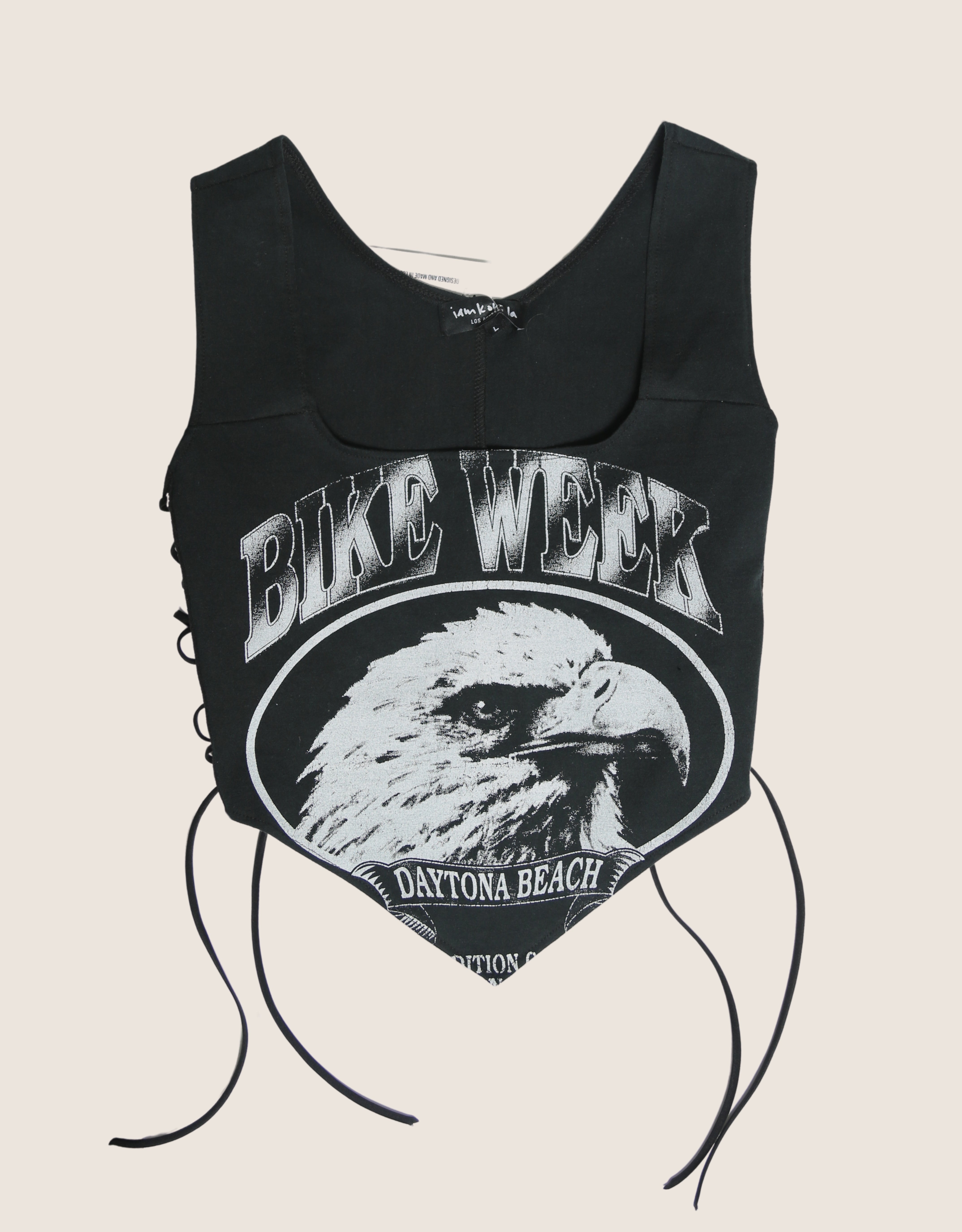 bike week reworked side lace tank top (L)