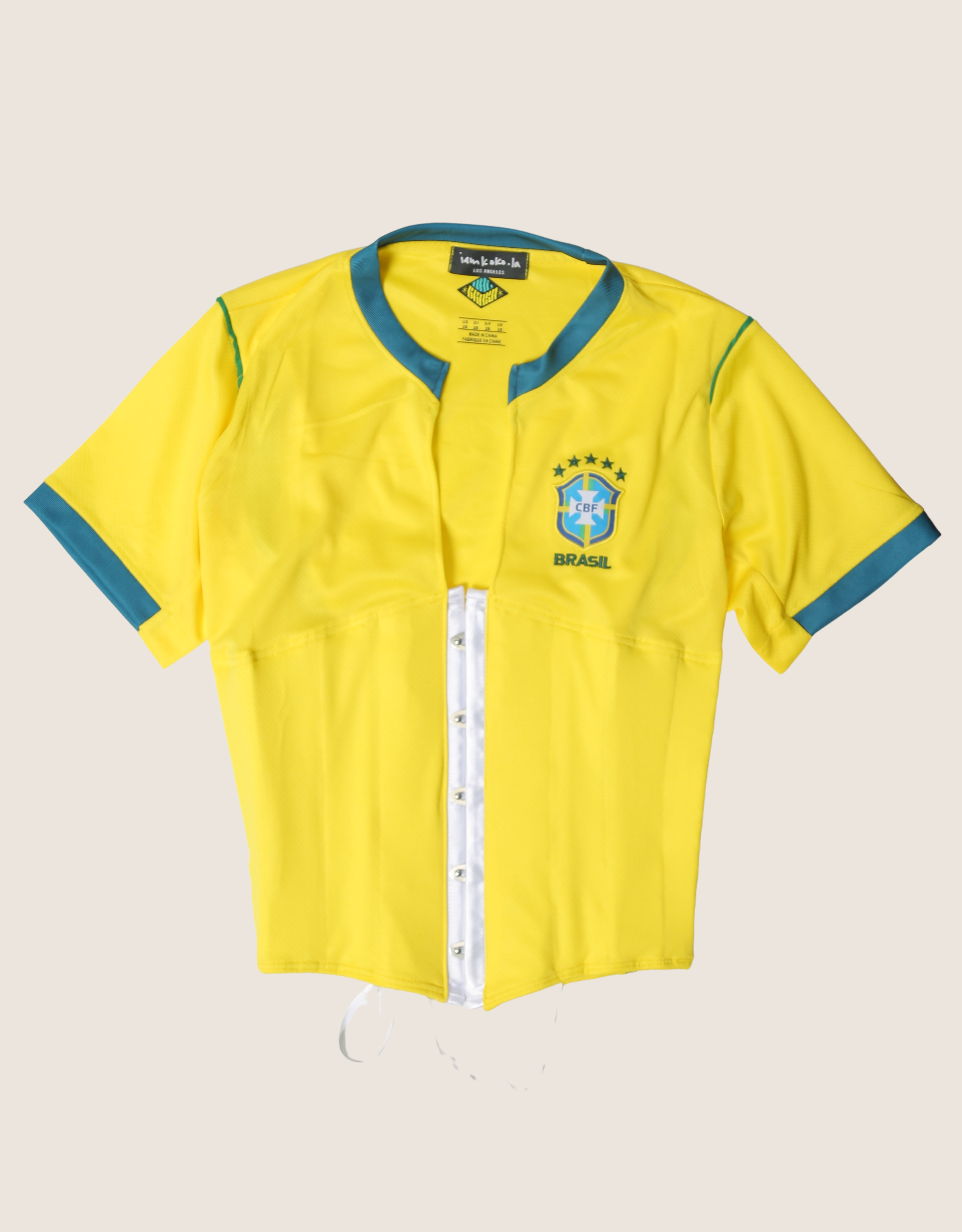 brazil reworked snap corset soccer jersey (S)