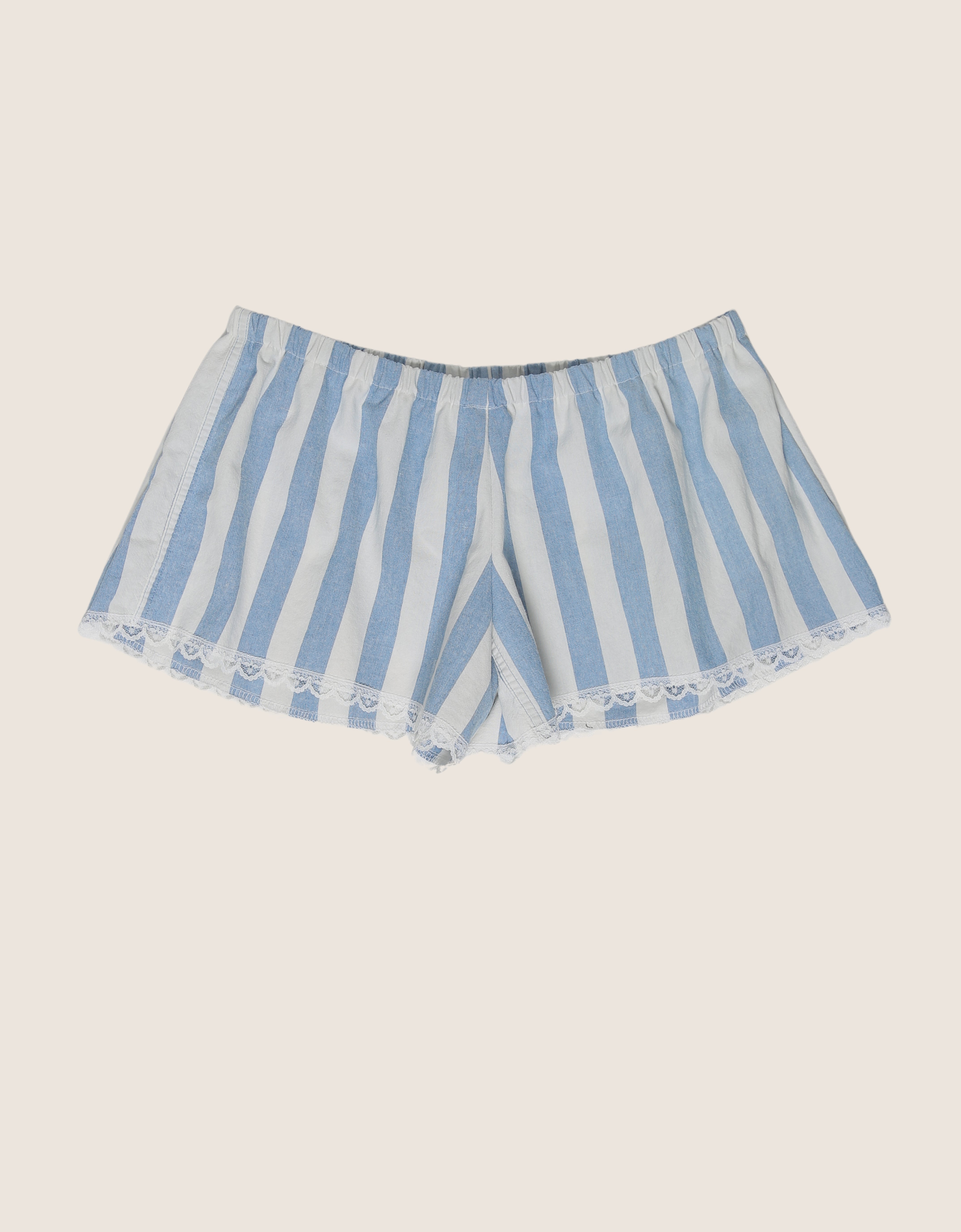 striped reworked mini shorts (m)