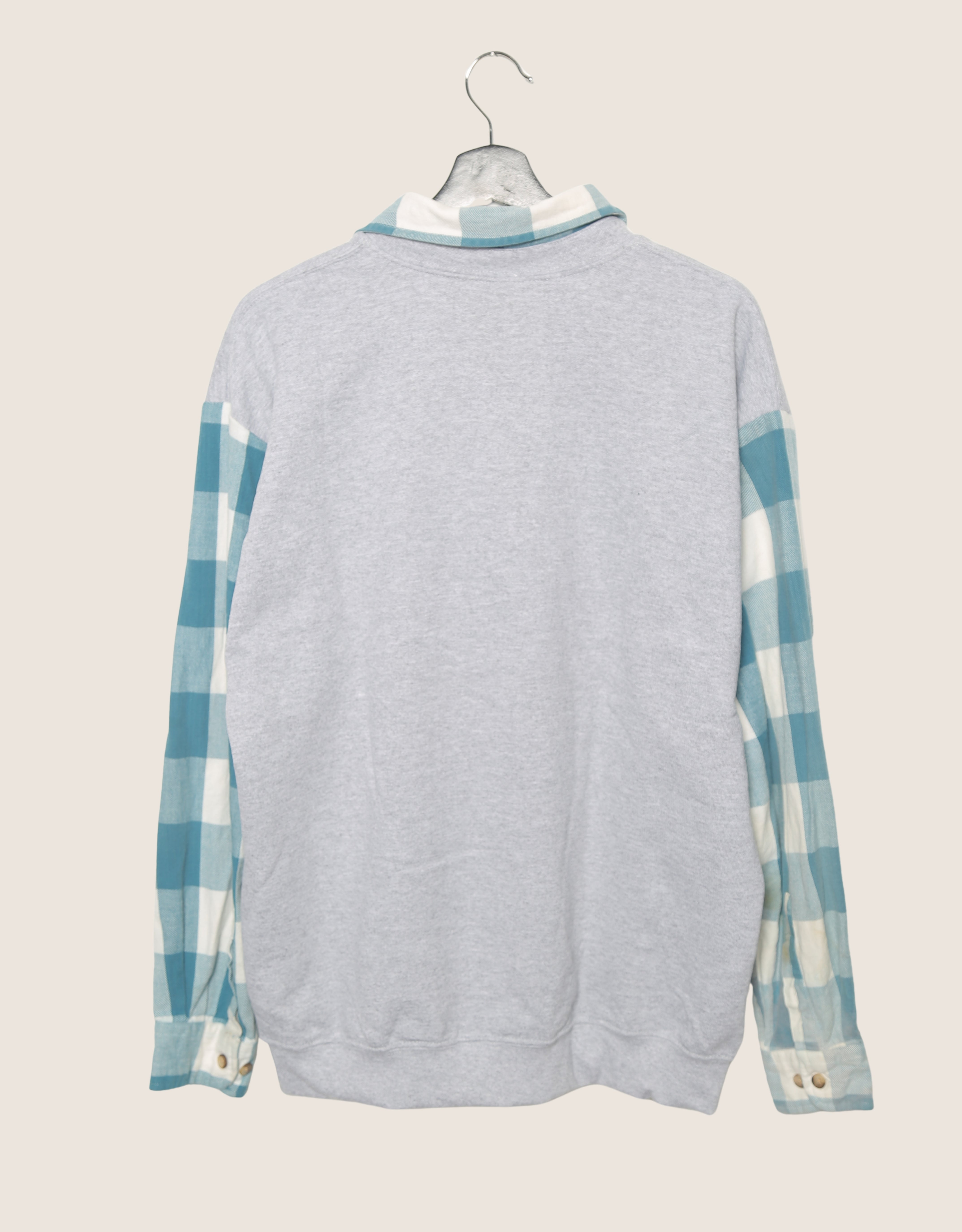 koko university sweatshirt with blue plaid sleeves (large)