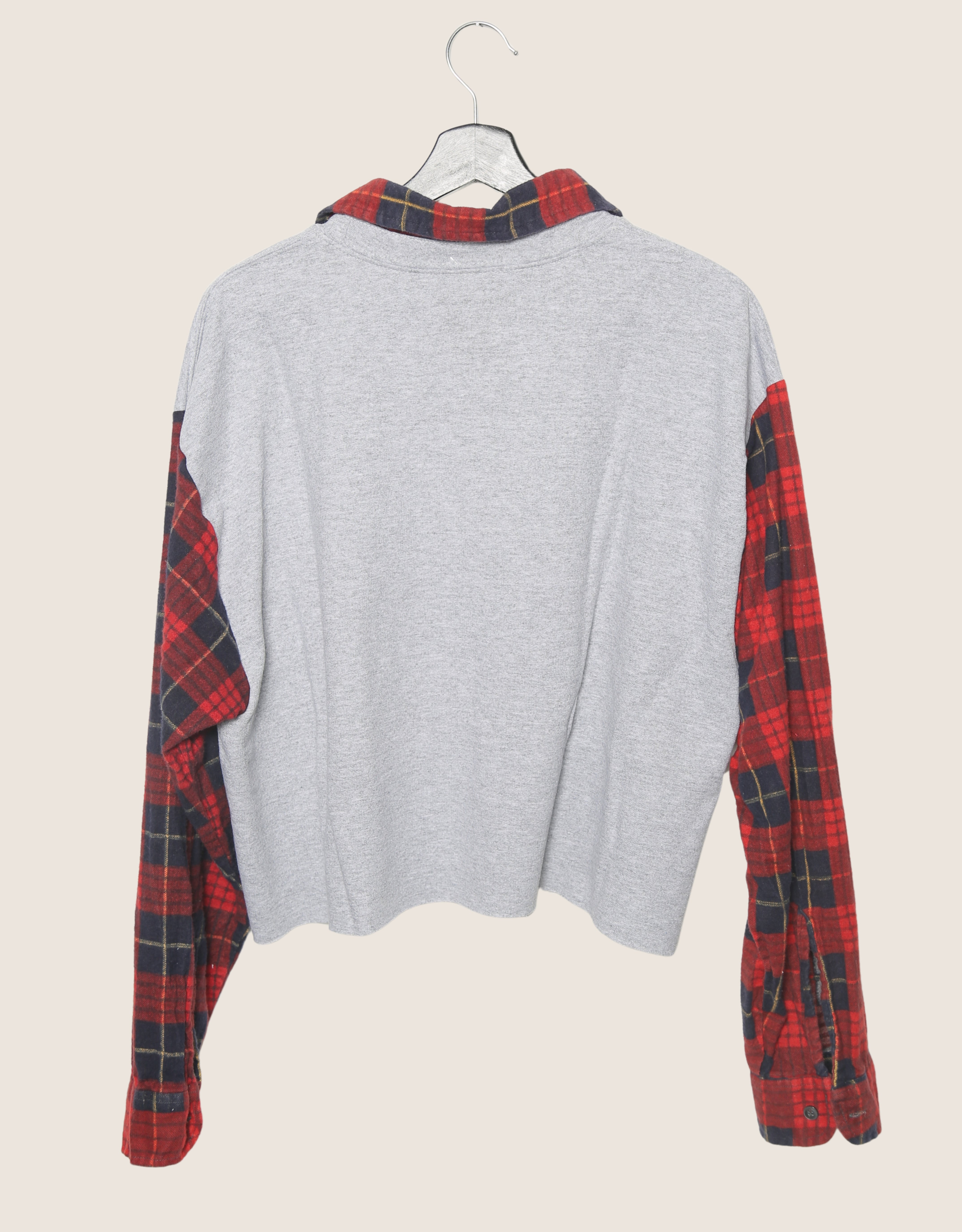 koko university sweatshirt with red plaid sleeves (large)