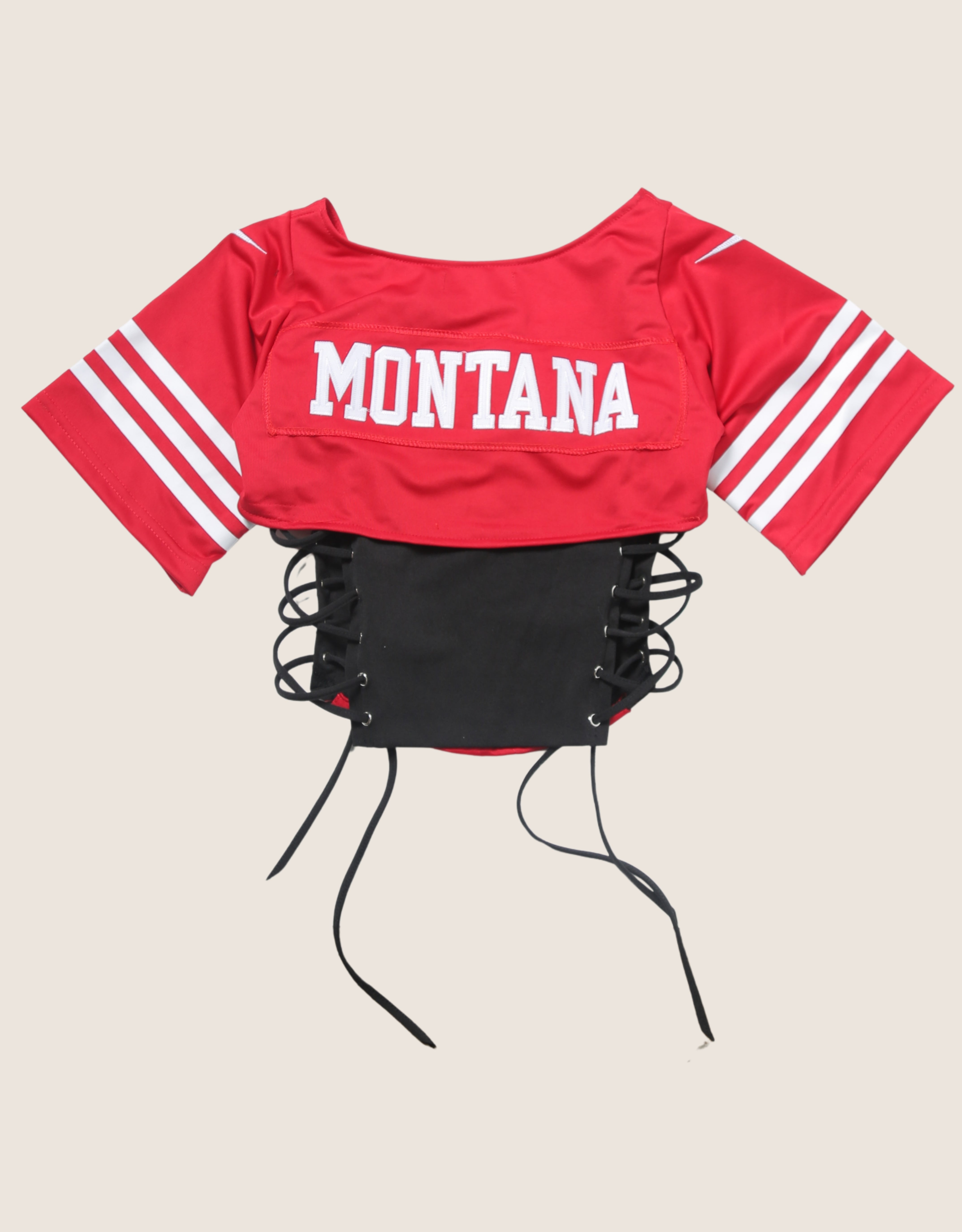 49ers #16 montana reworked corset with matching shrug (small)