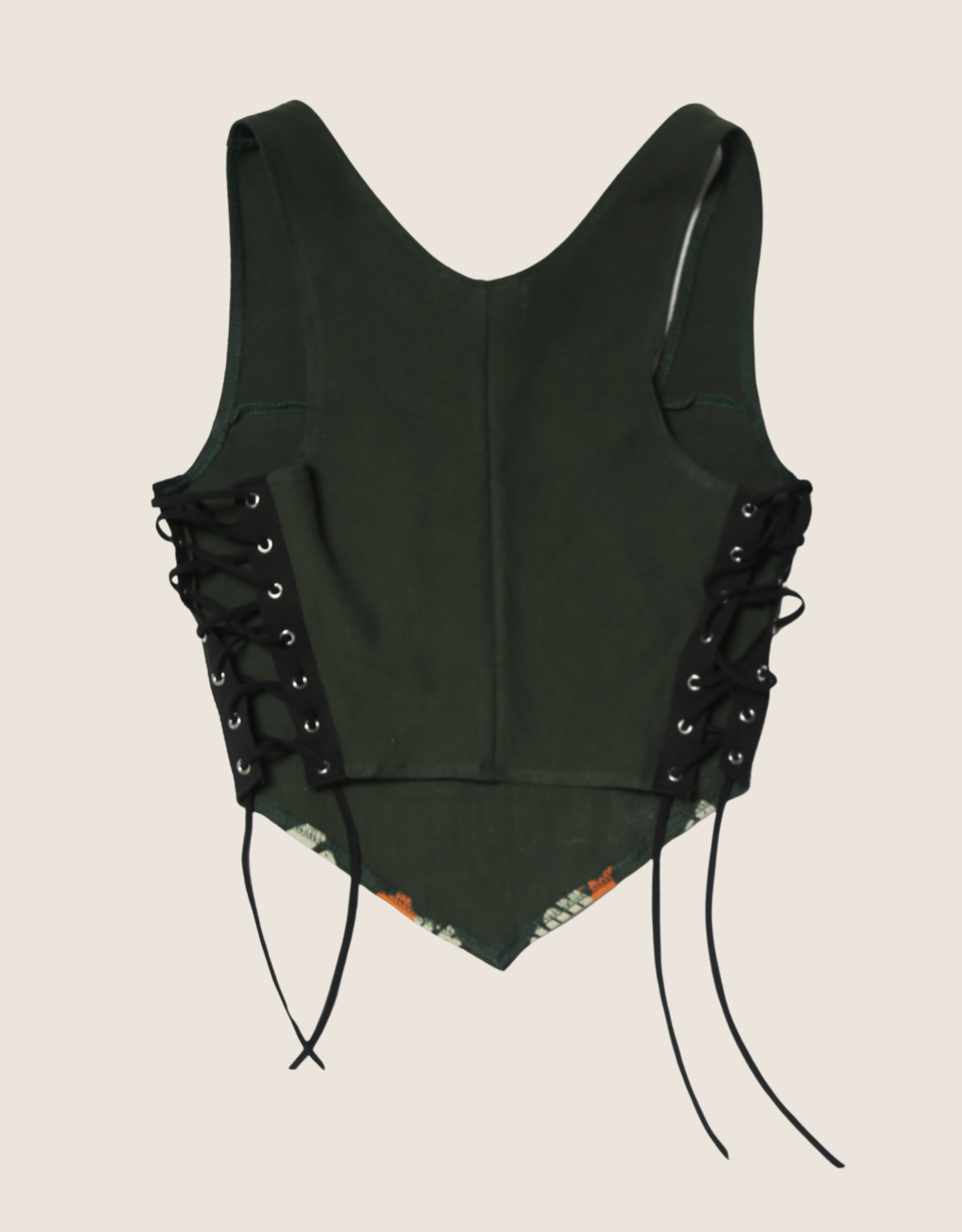 harley army green reworked side lace tank top (S)