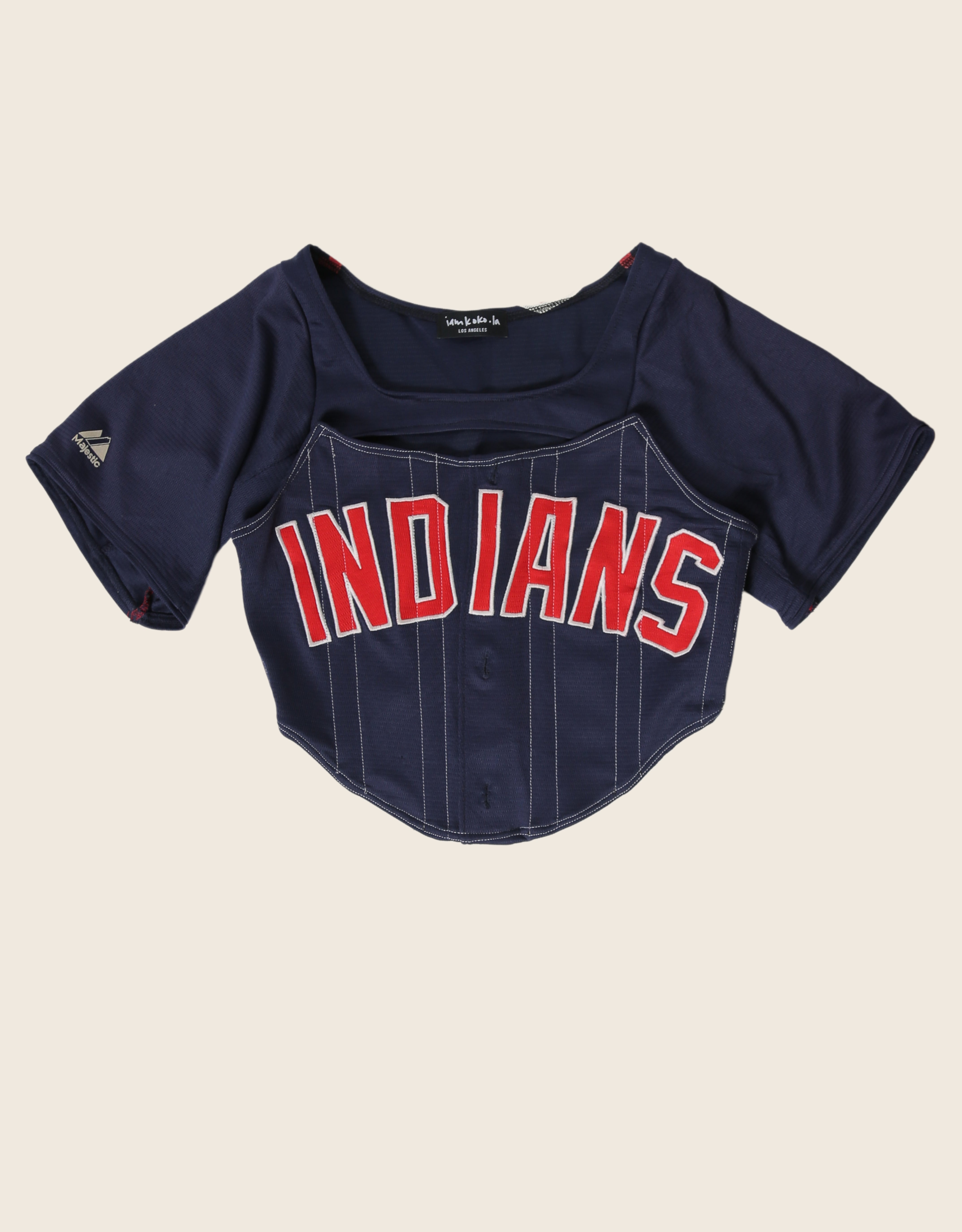 guardians/ indians baseball strapless corset with shrug