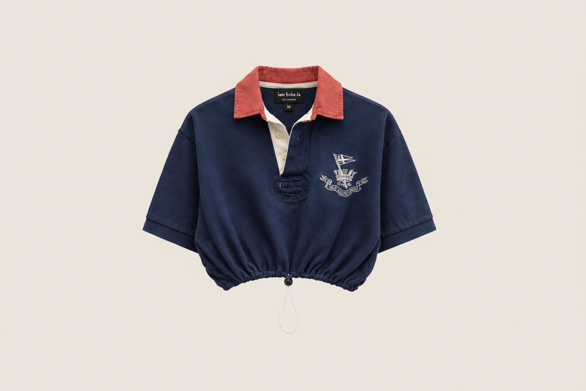 polo scrunch waist short sleeve top (S)