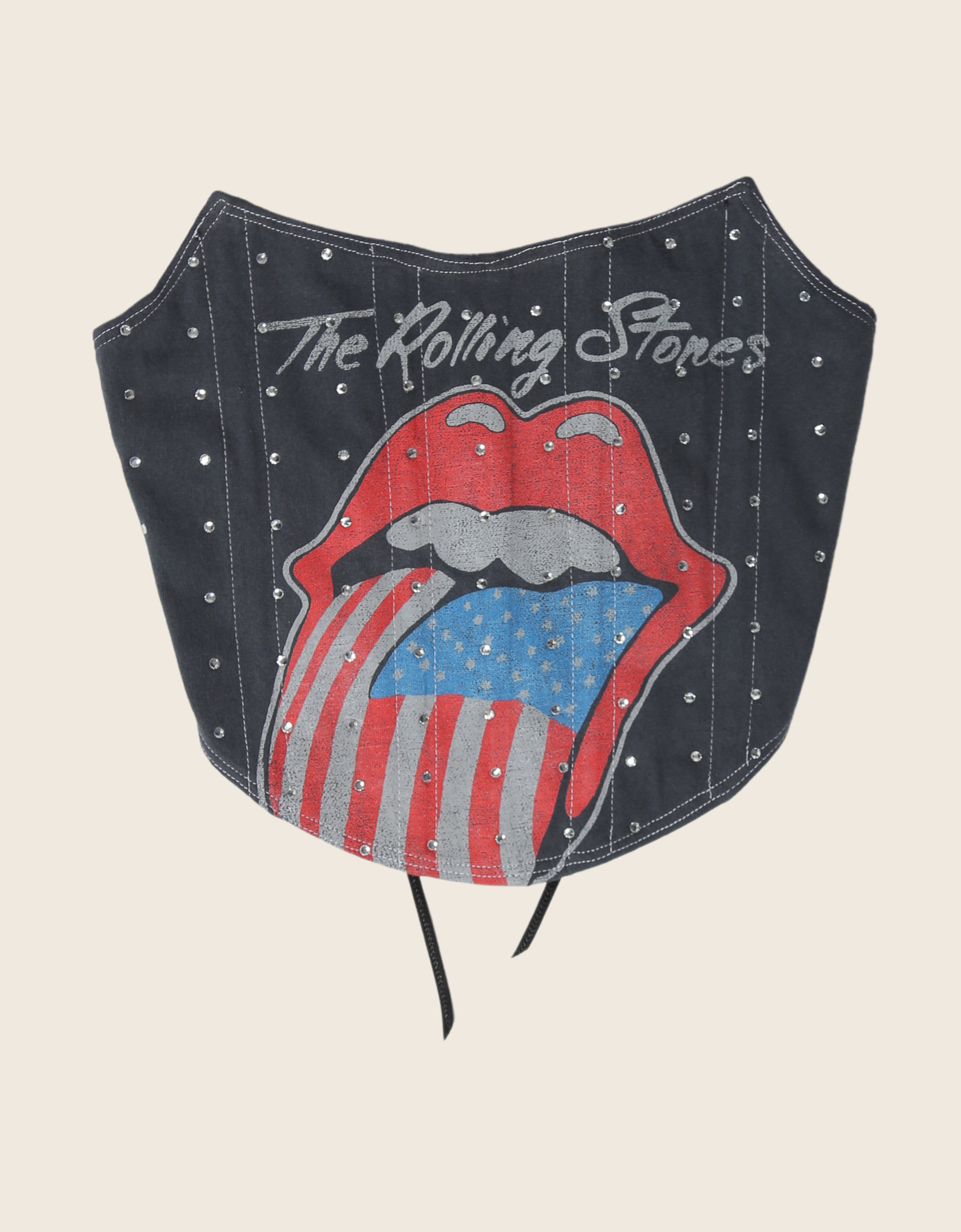 rolling stones rhinestone strapless corset