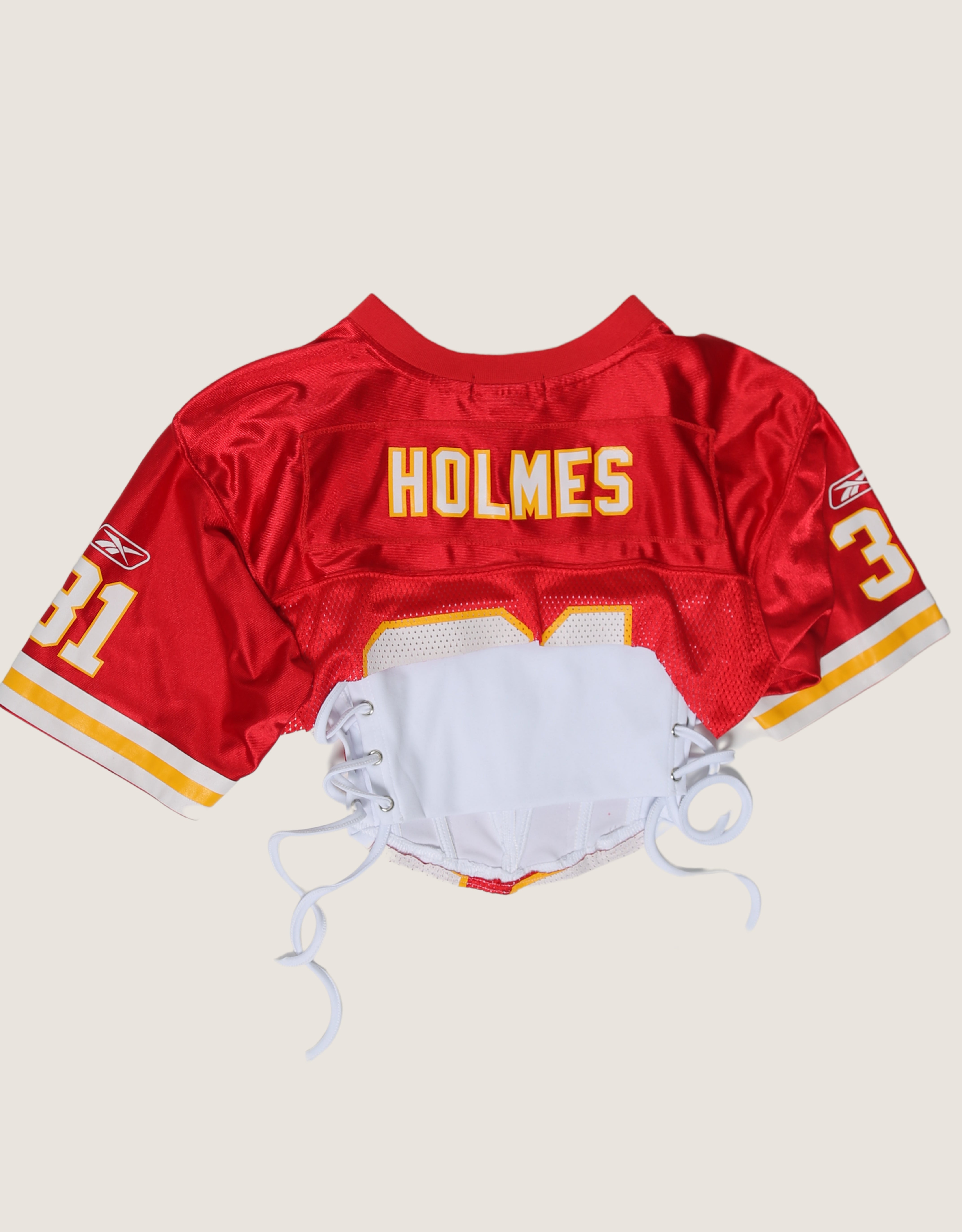 chiefs #31 reworked side lace corset with matching jersey shrug