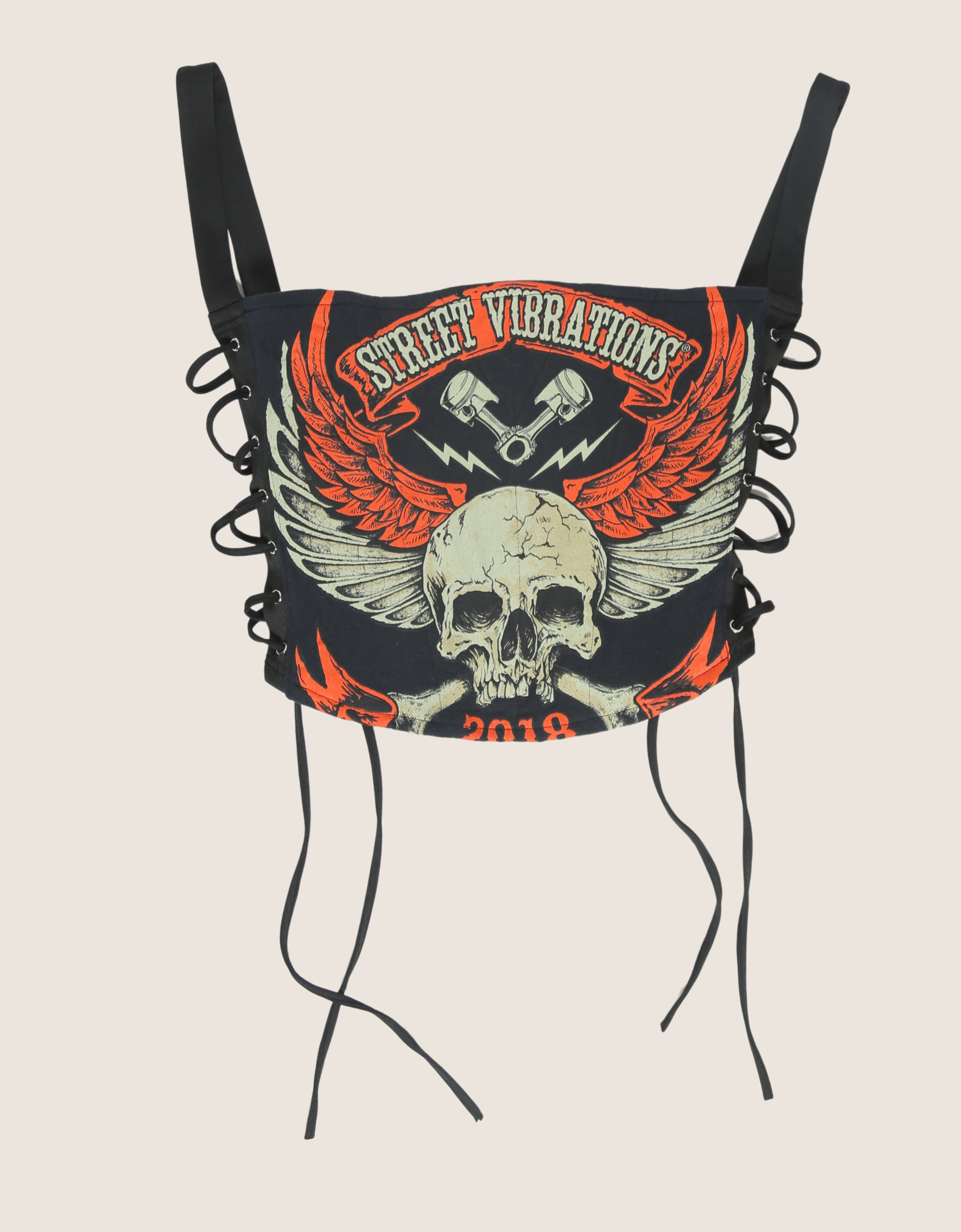 street vibrations skull side lace full length corset (XL)