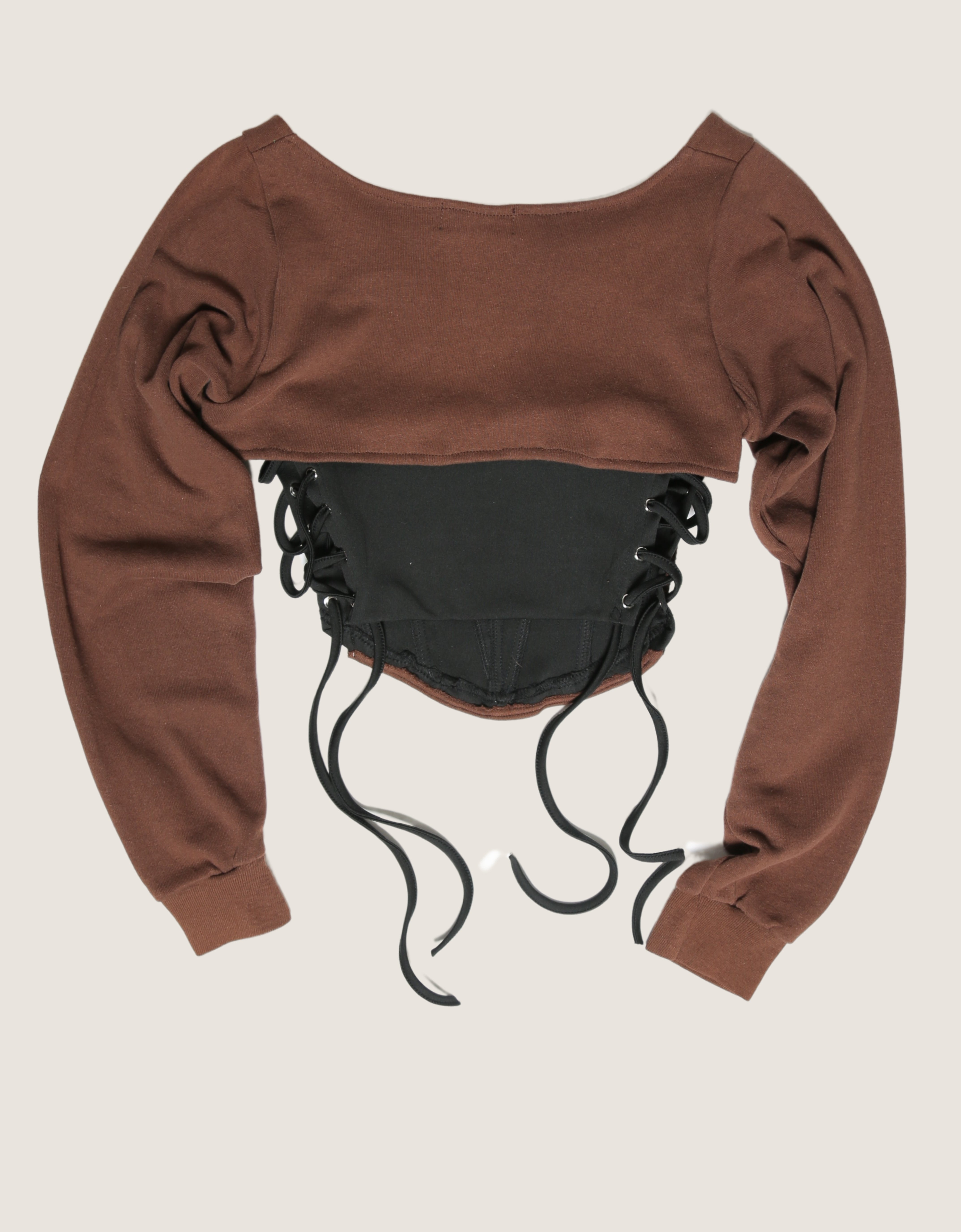 cleveland browns reworked snap corset sweatshirt shrug