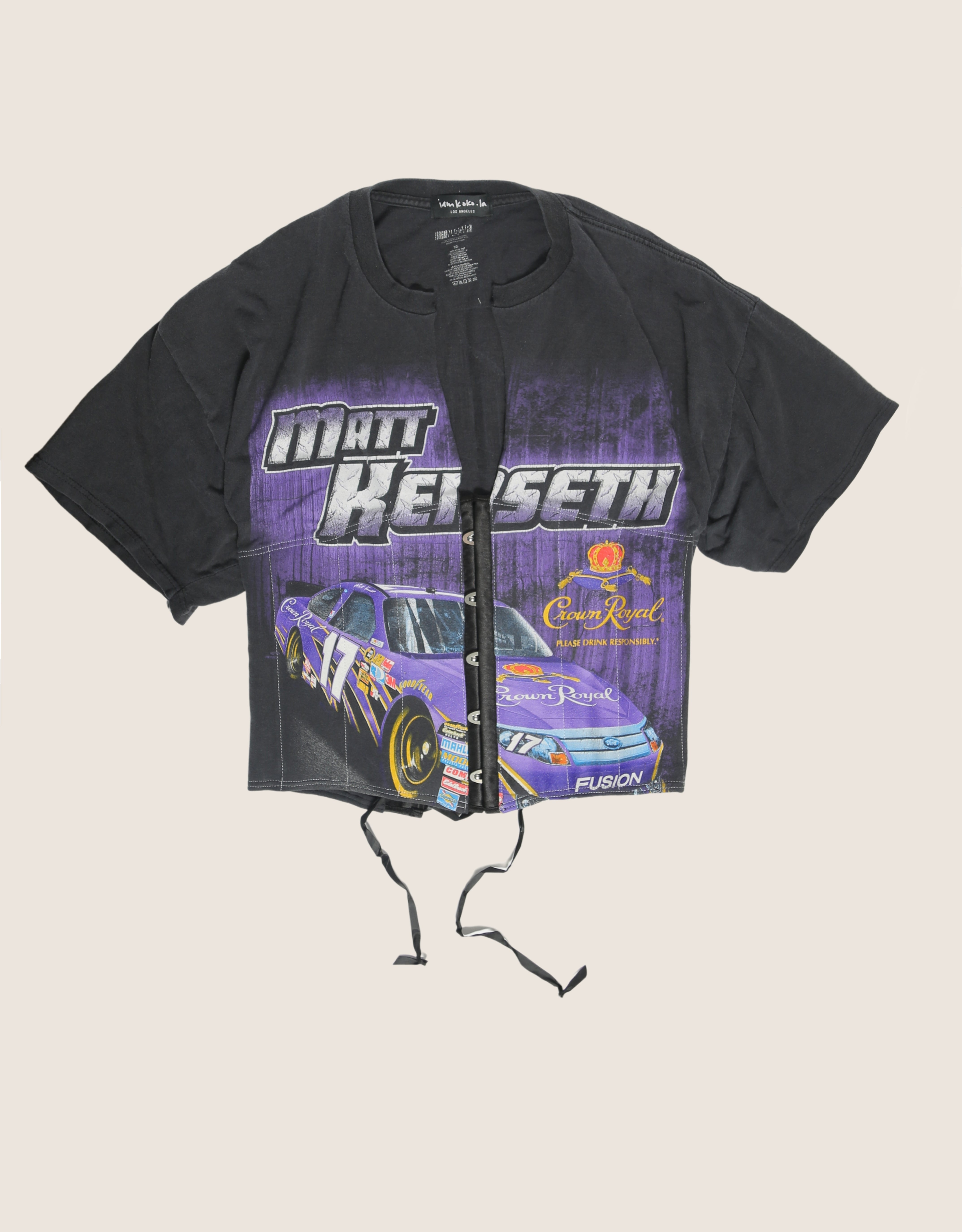 purple racing snap corset t shirt (L)