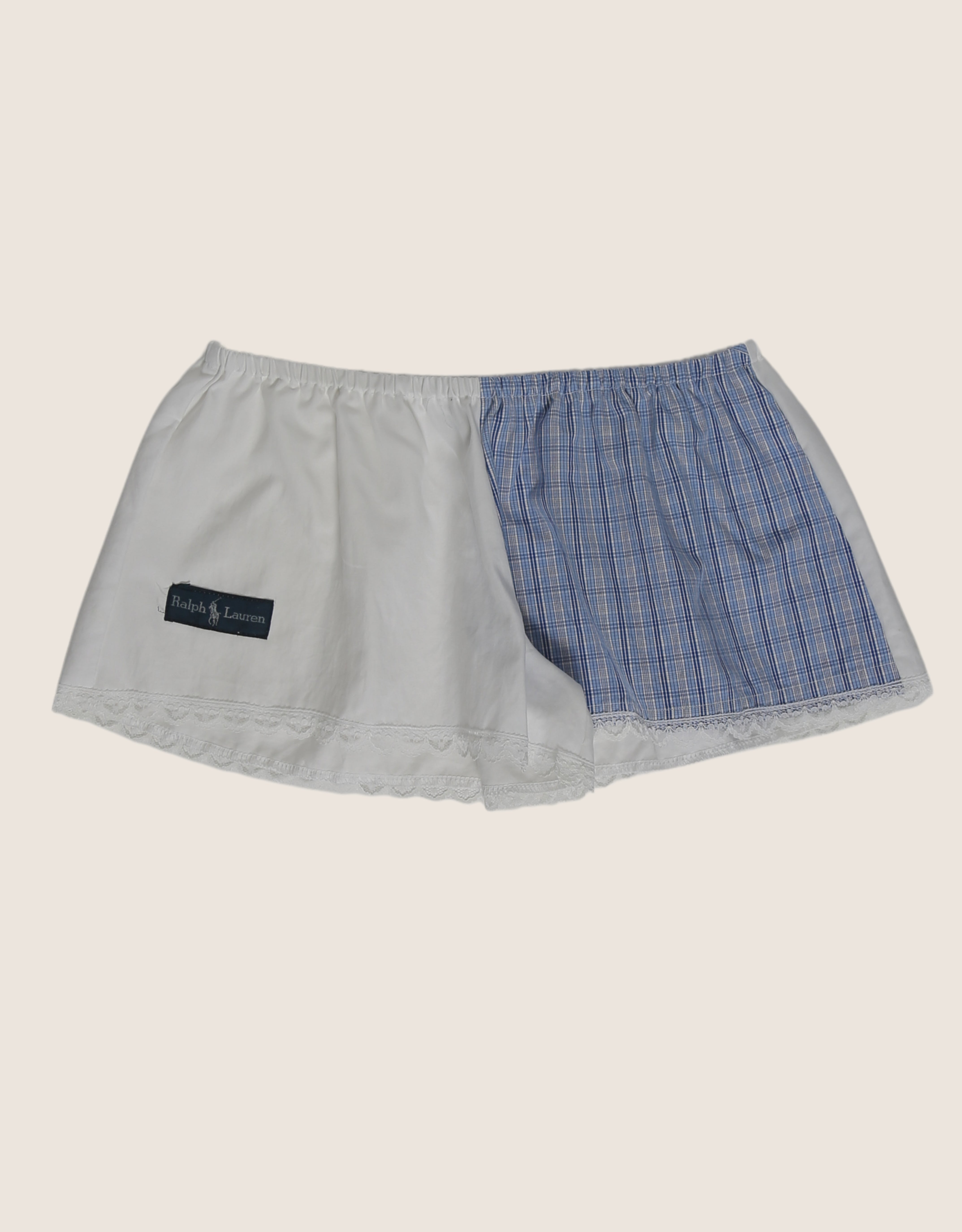 polo white/blue reworked mini shorts (s)