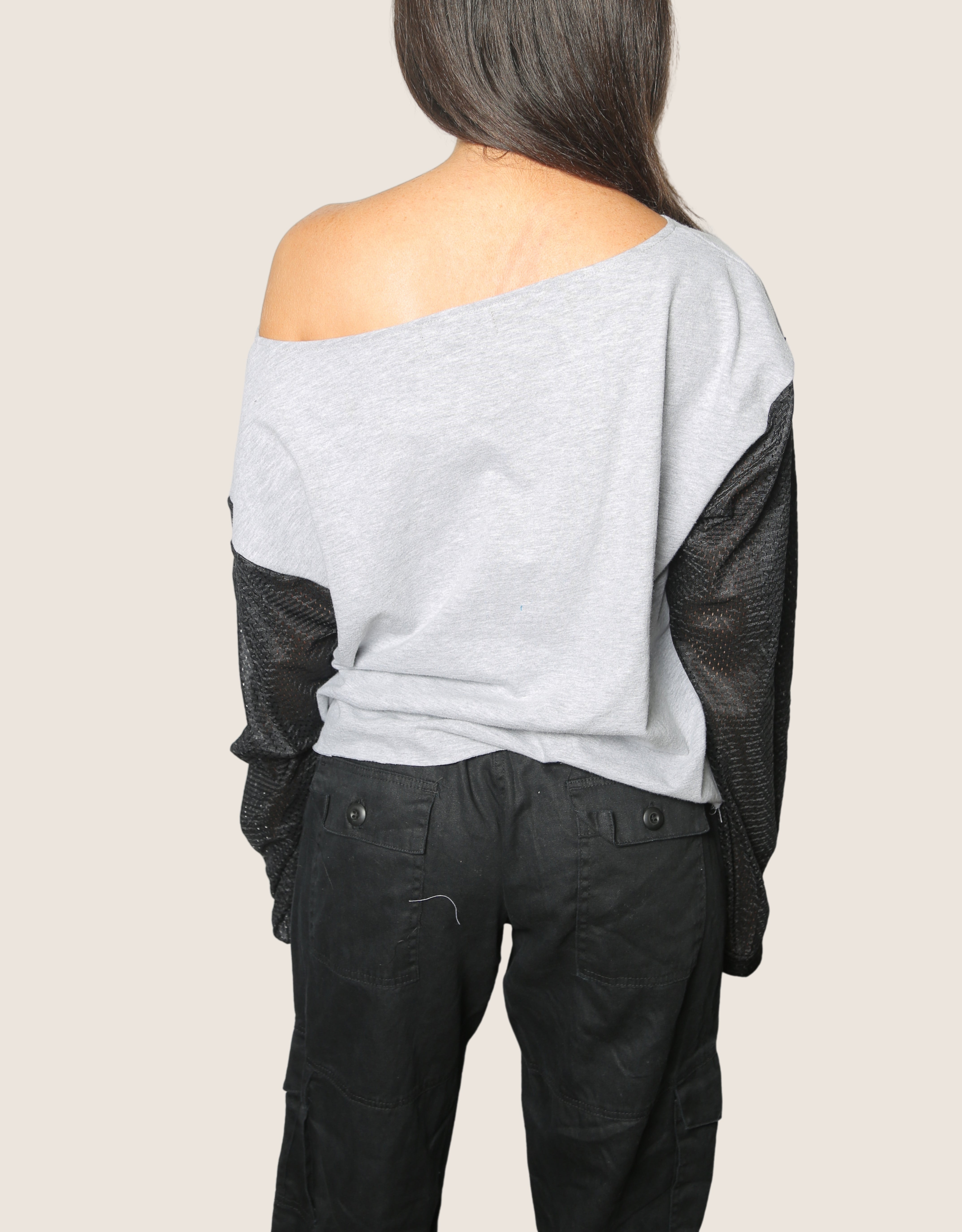 steelers off the shoulder tee with jersey sleeves