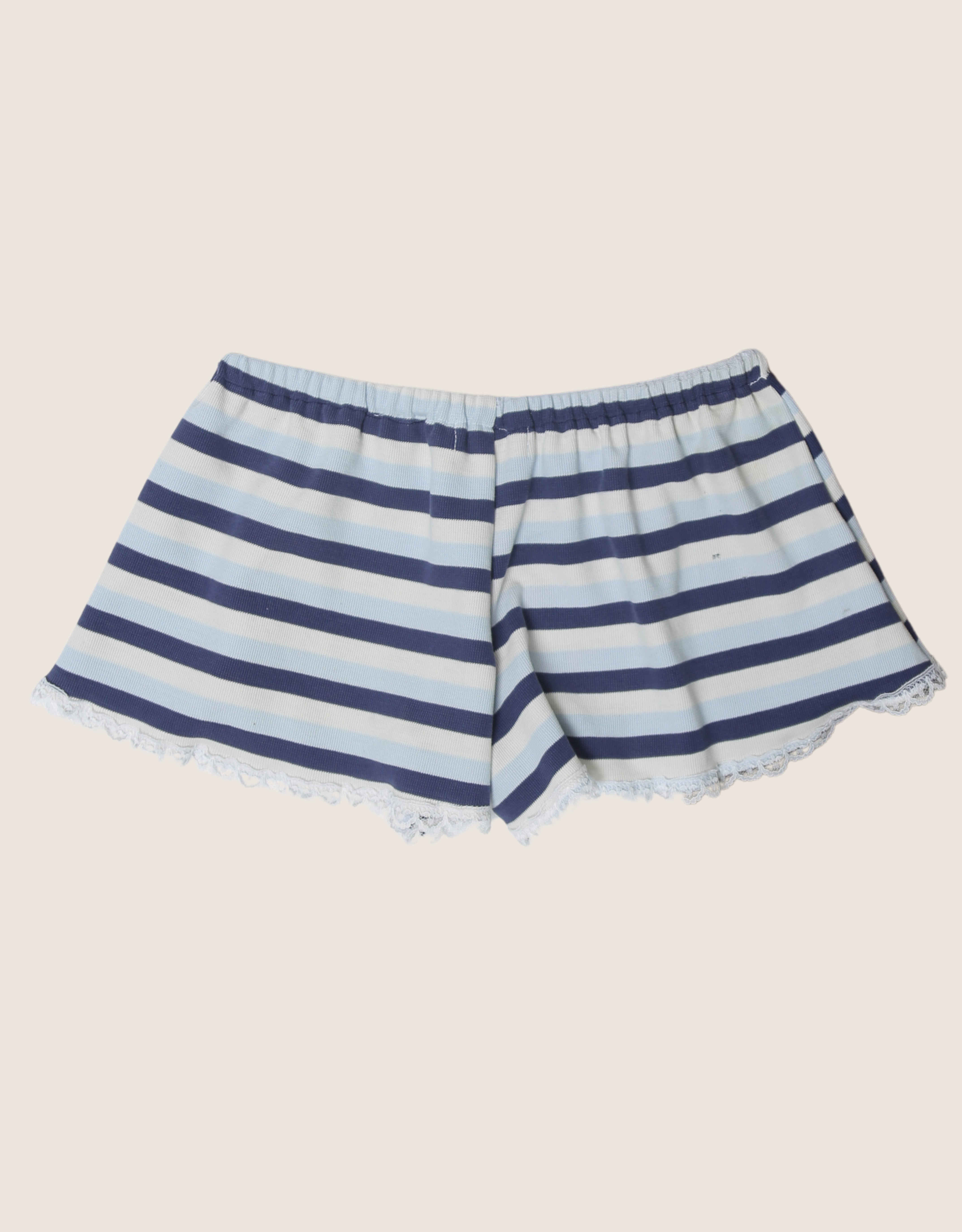 baby blue striped polo reworked mini shorts (s)