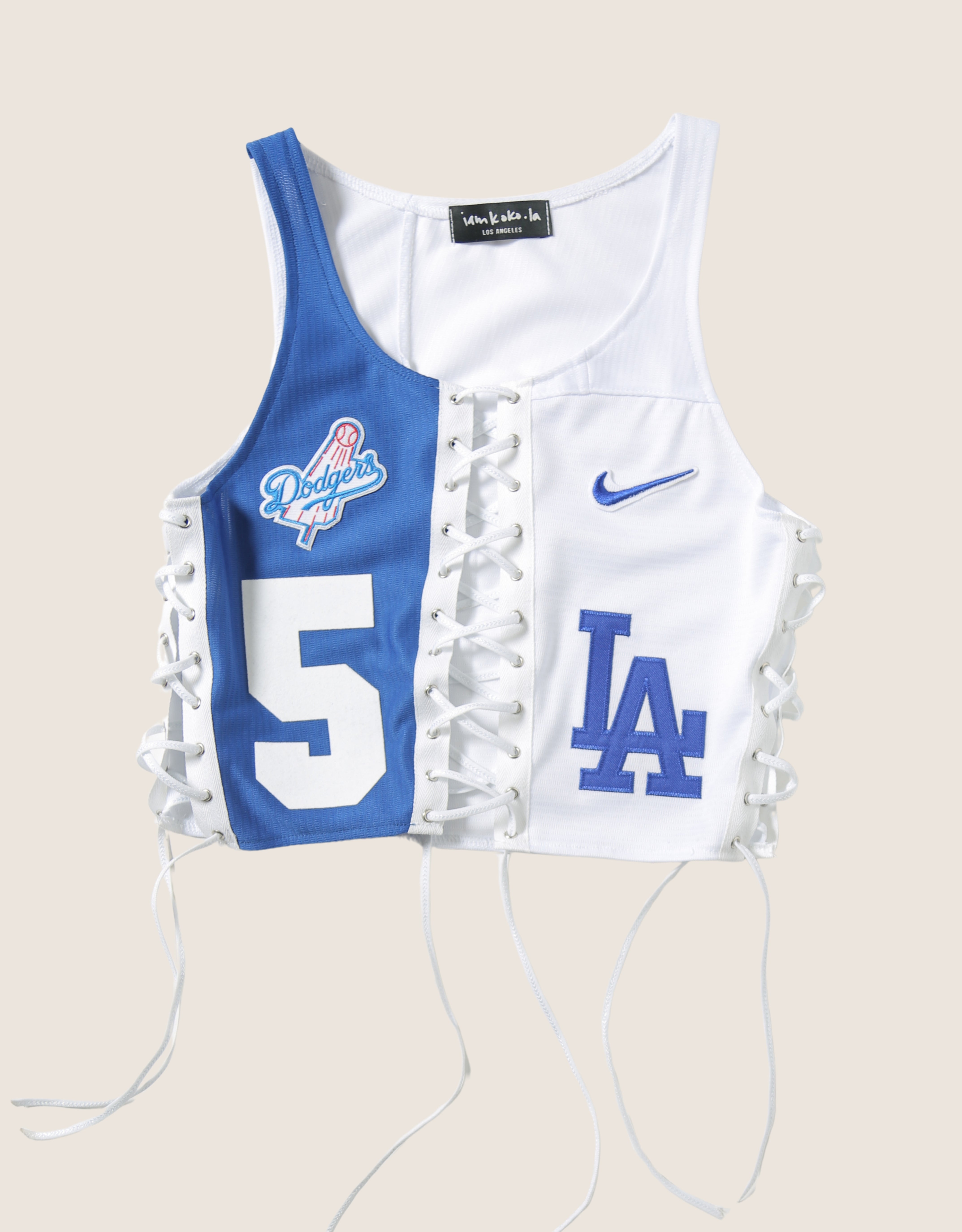dodgers all laced up reworked tank (small/medium)