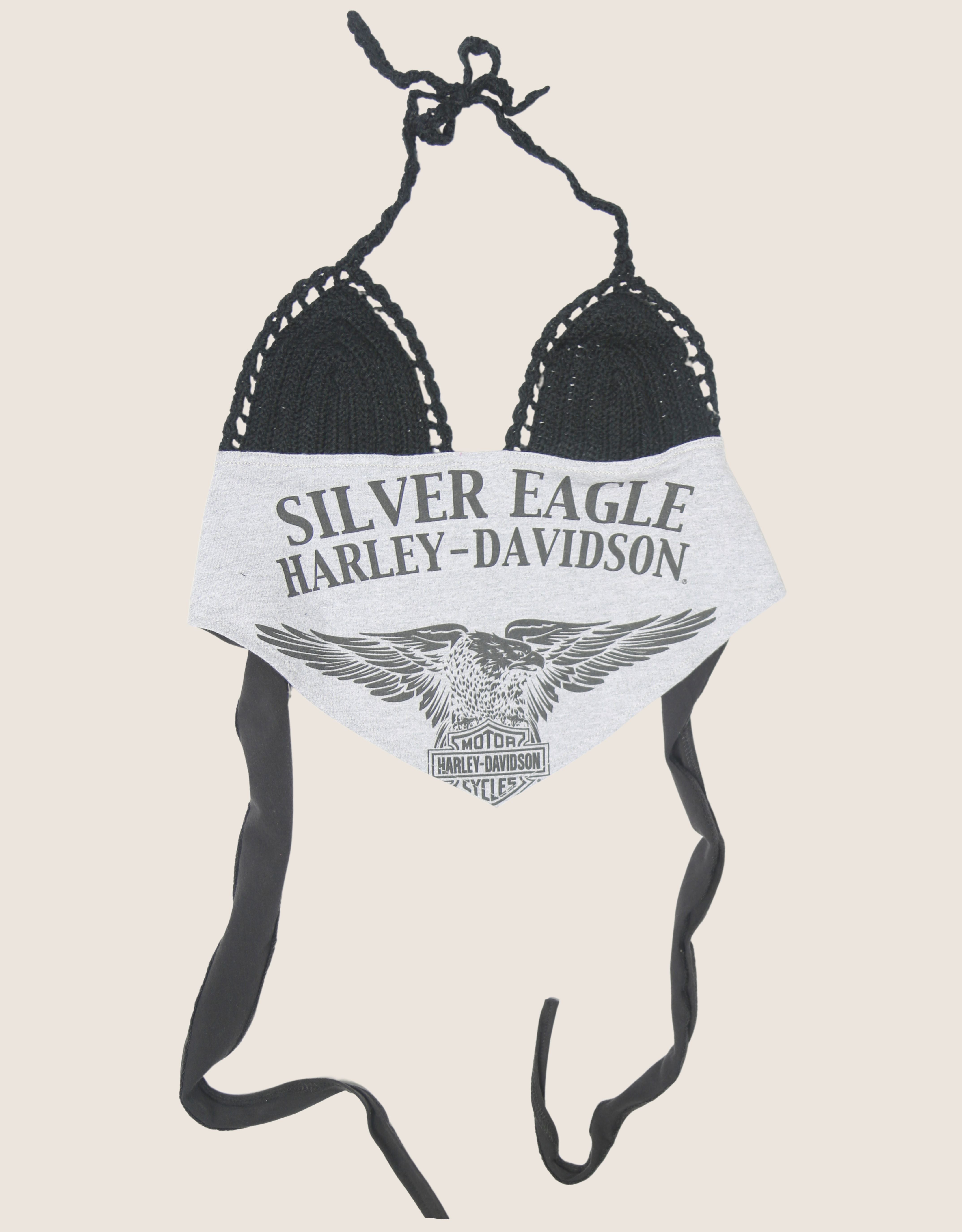 harley silver eagle crochet halter top (S)