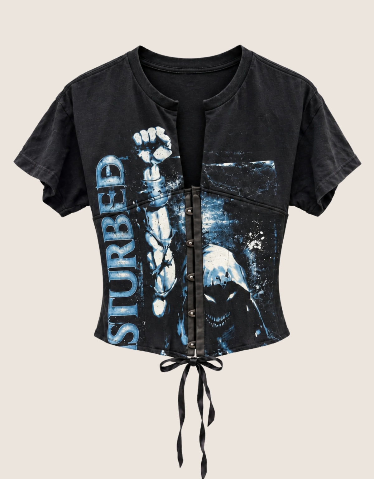 disturbed snap corset t shirt (S)