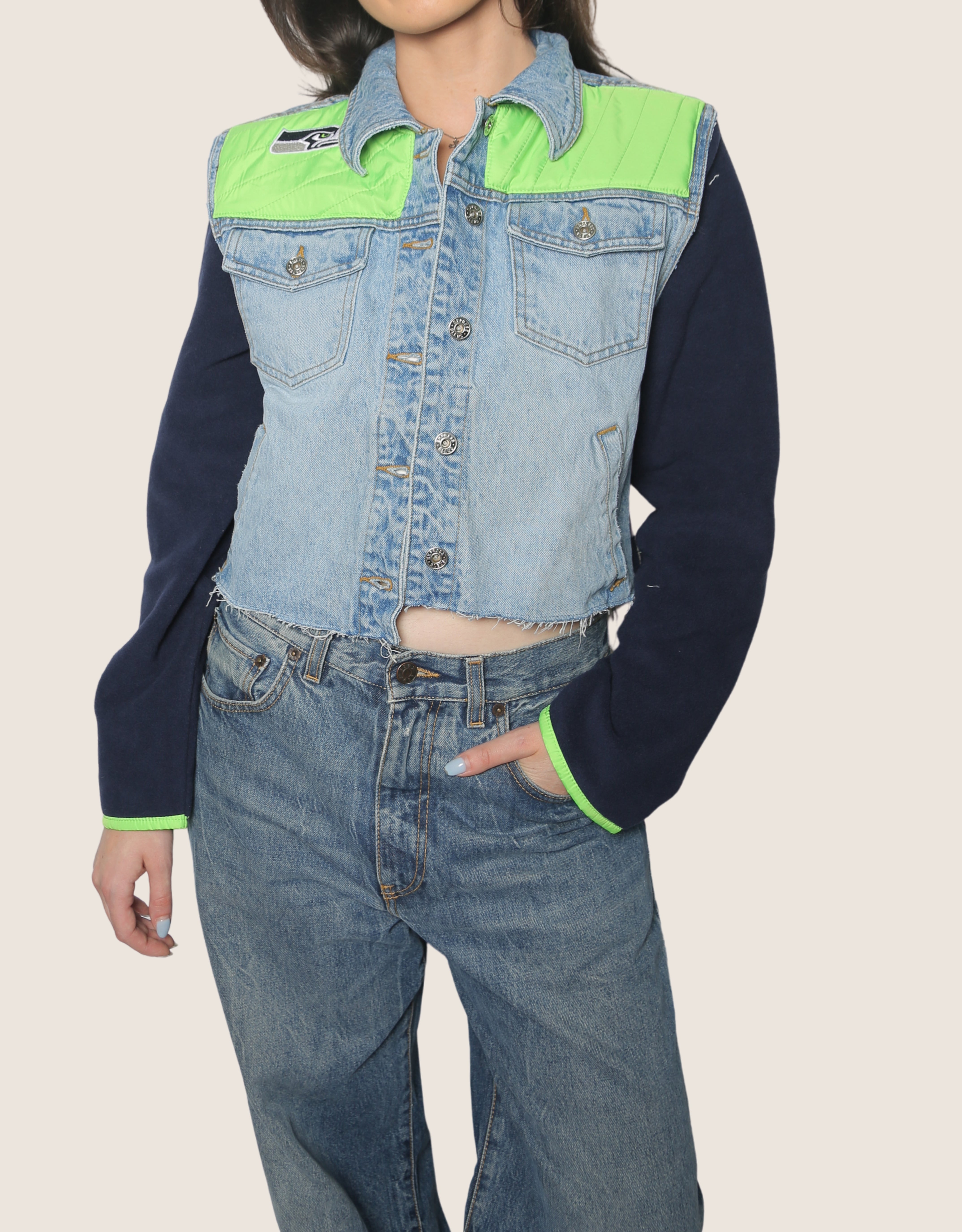 seahawks reworked denim jacket