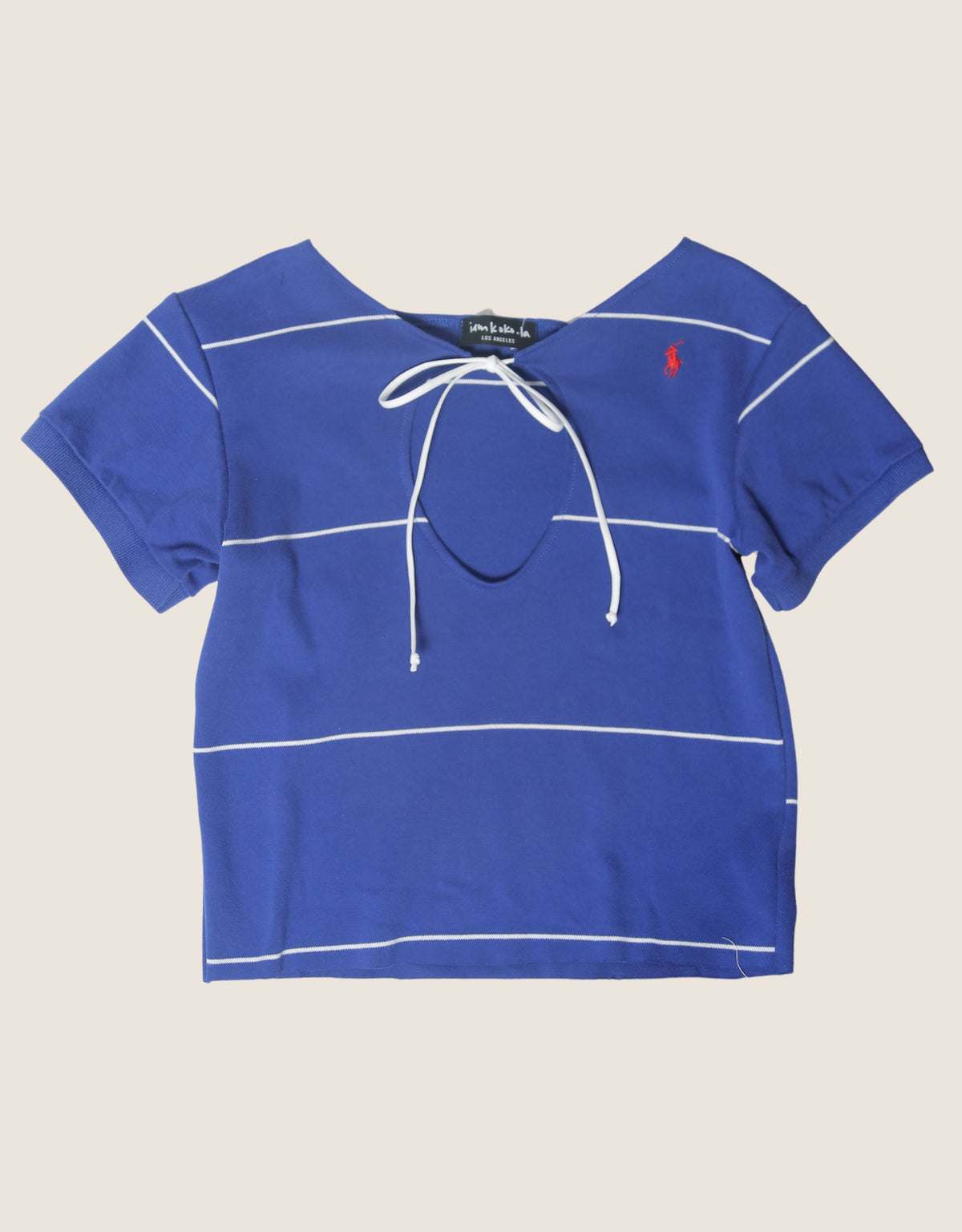 blue polo reworked keyhole top (S)