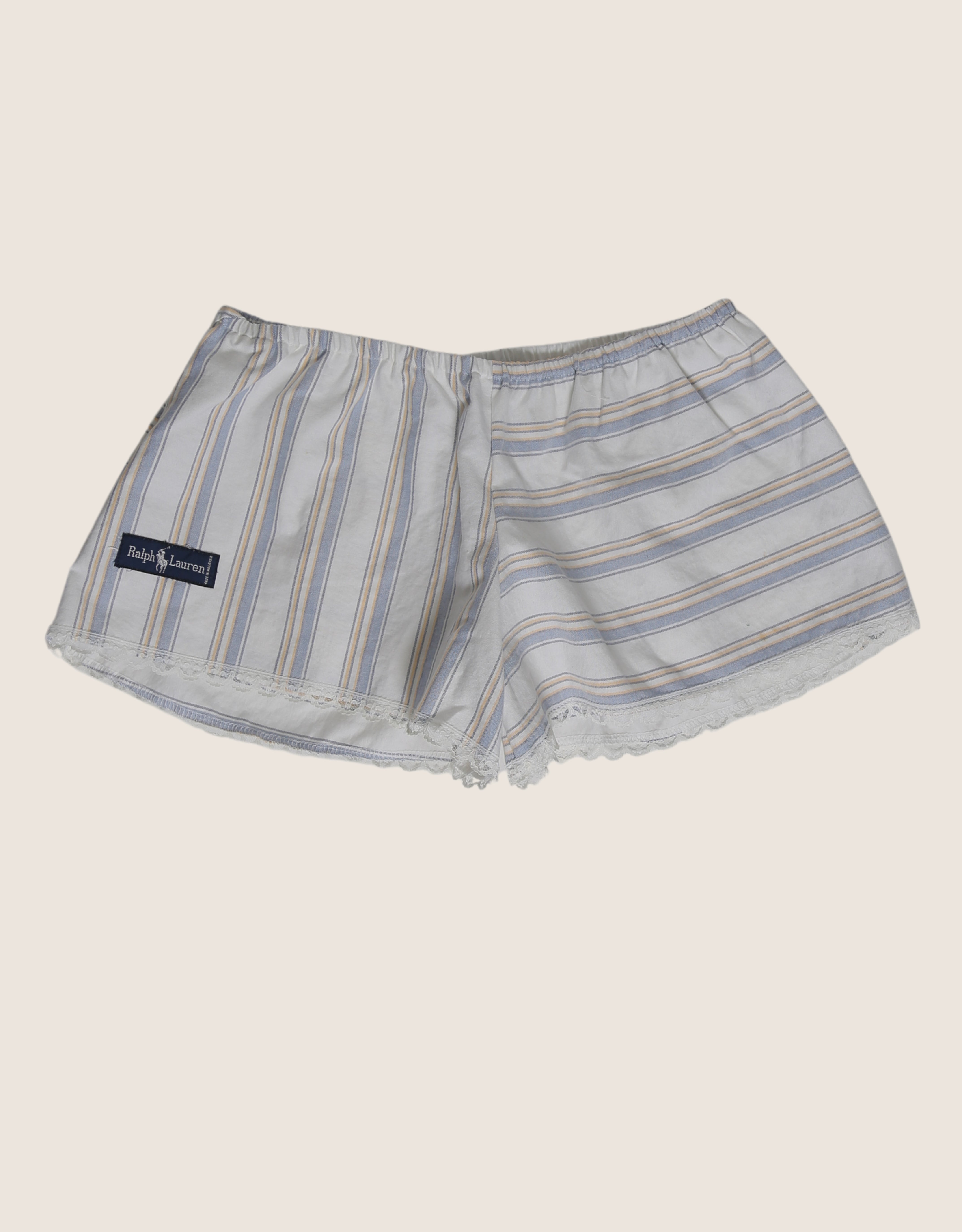 polo beach stripe reworked mini shorts (m)