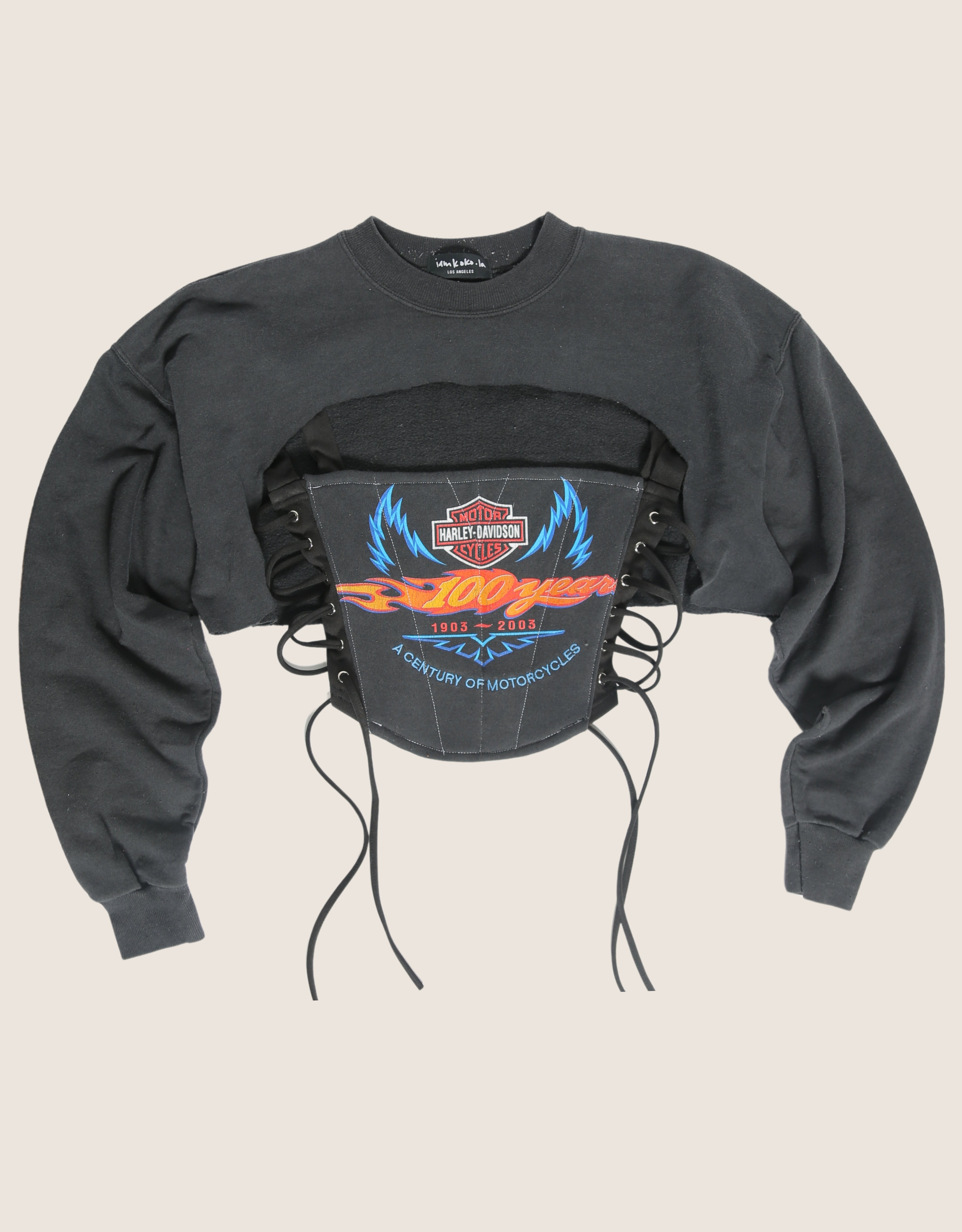 harley reworked corset with matching sweatshirt shrug (small)