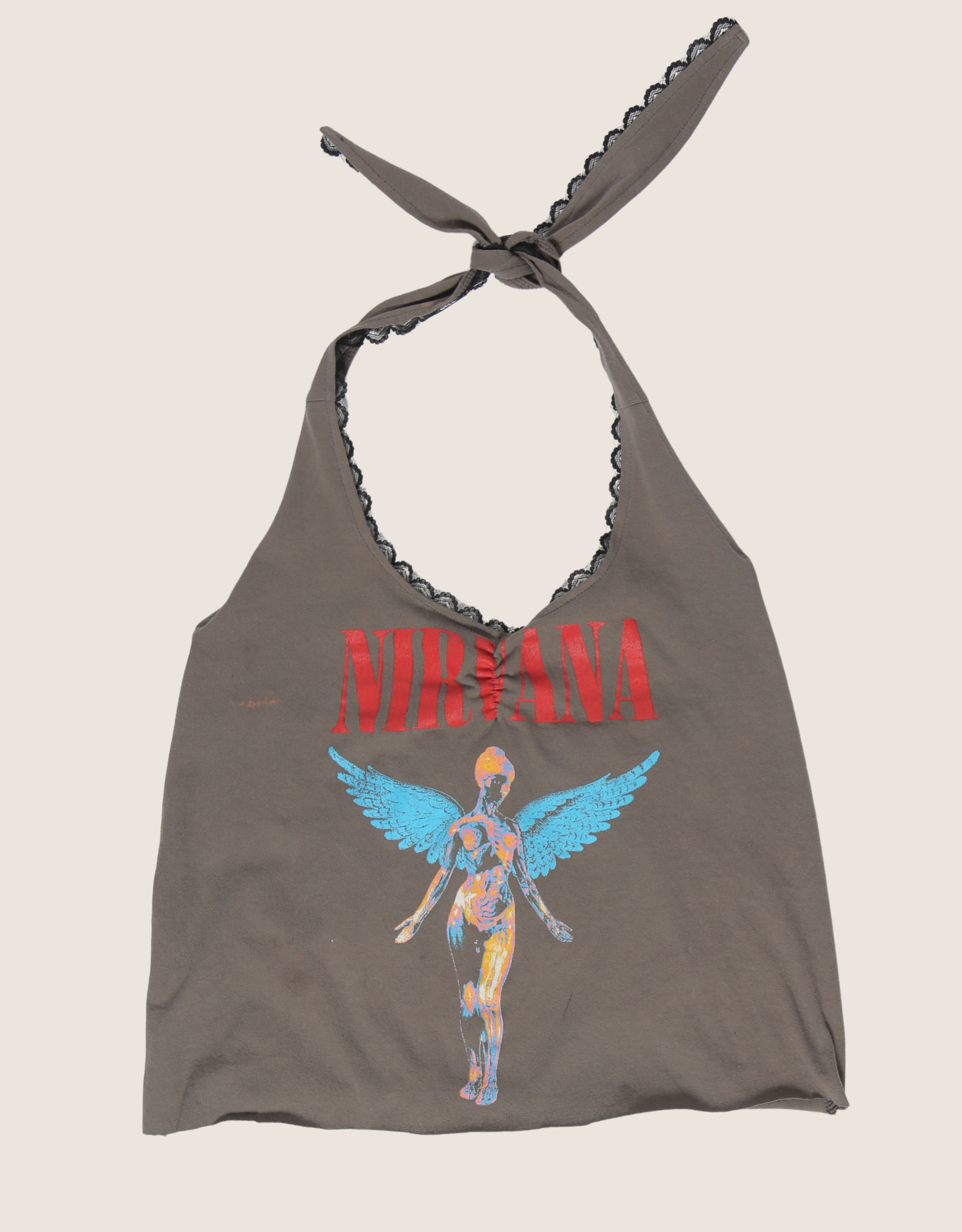 nirvana angel lace trim halter top