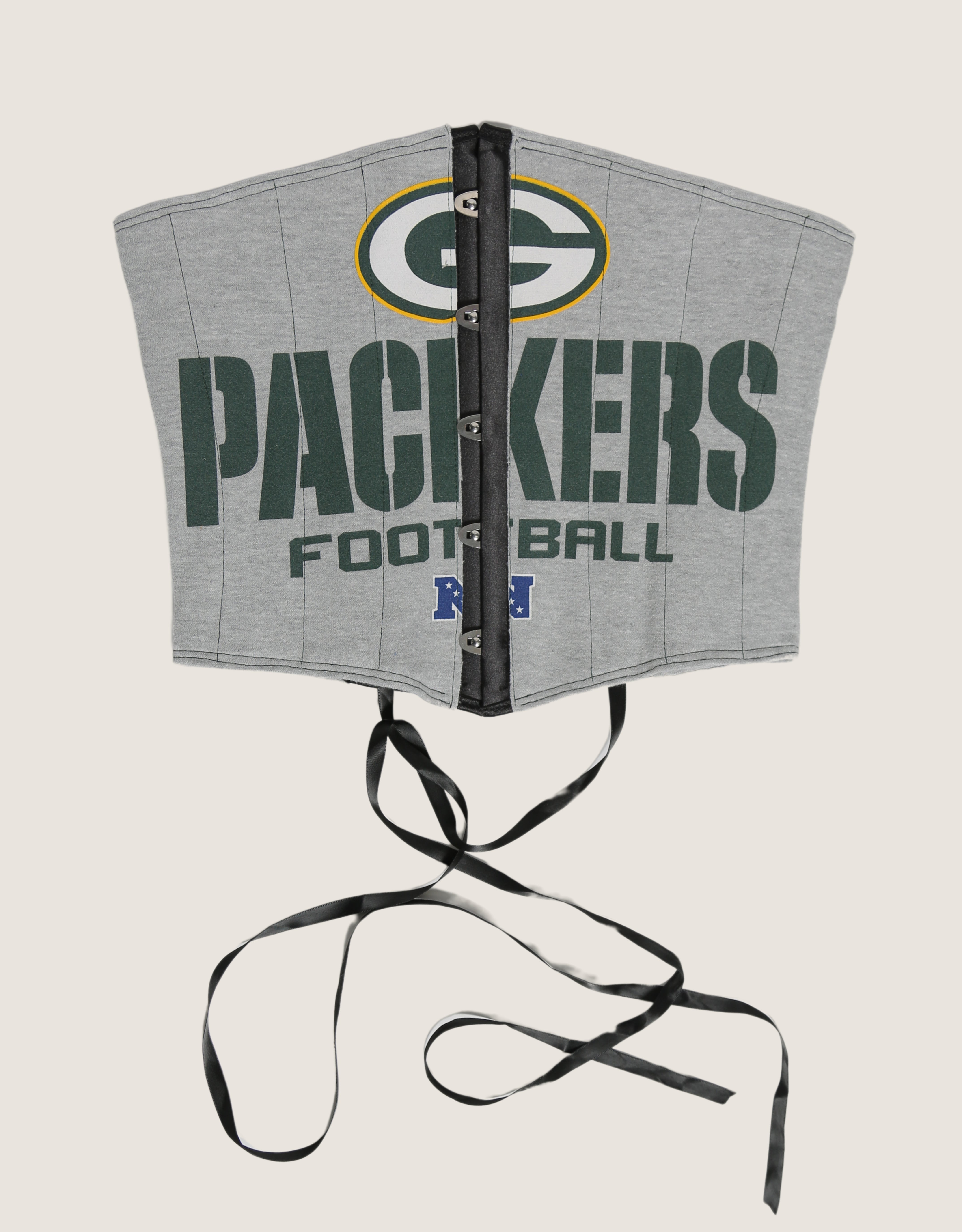 Green bay Packers grey reworked snap corset sweatshirt shrug