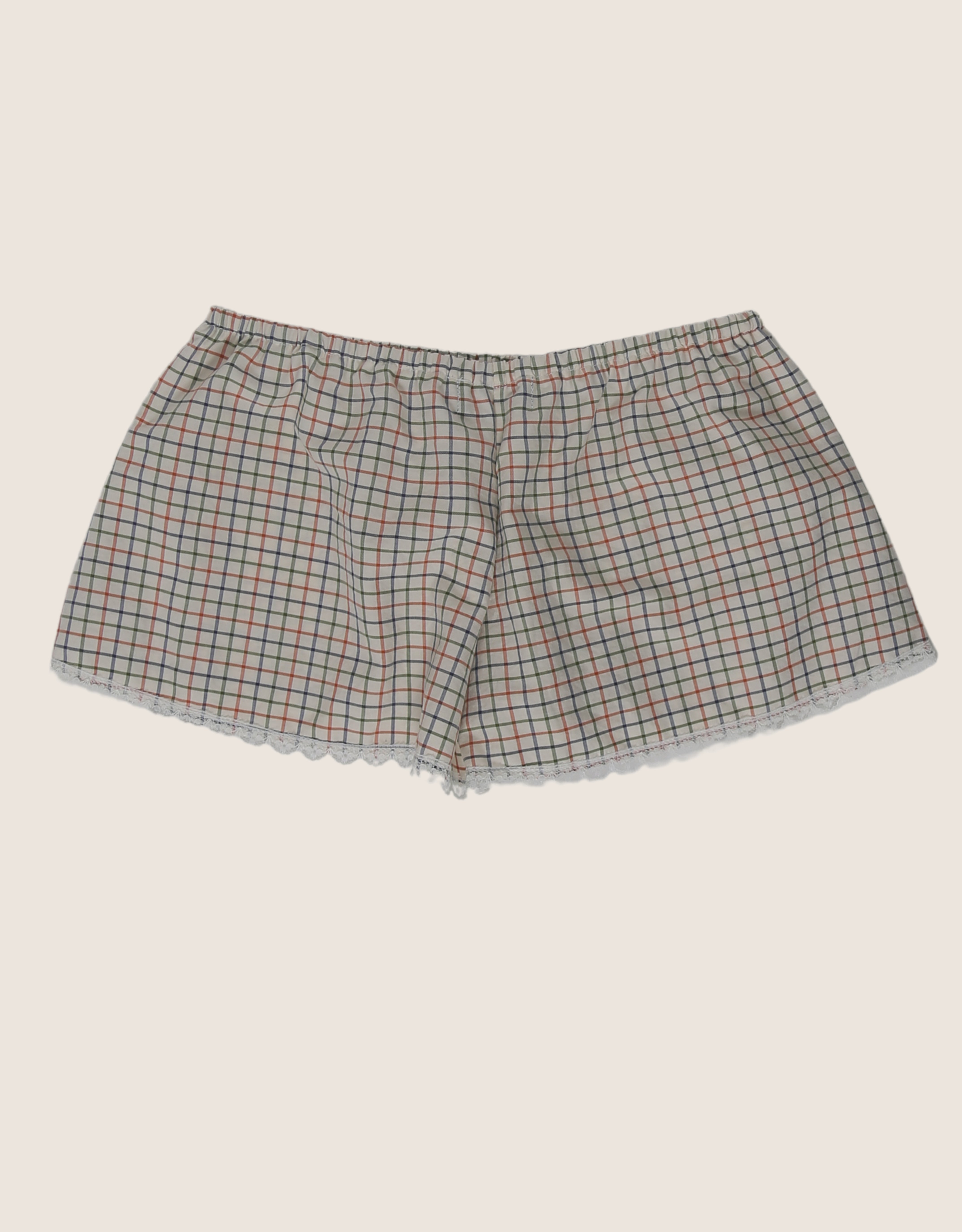 polo brown check reworked mini shorts (s)