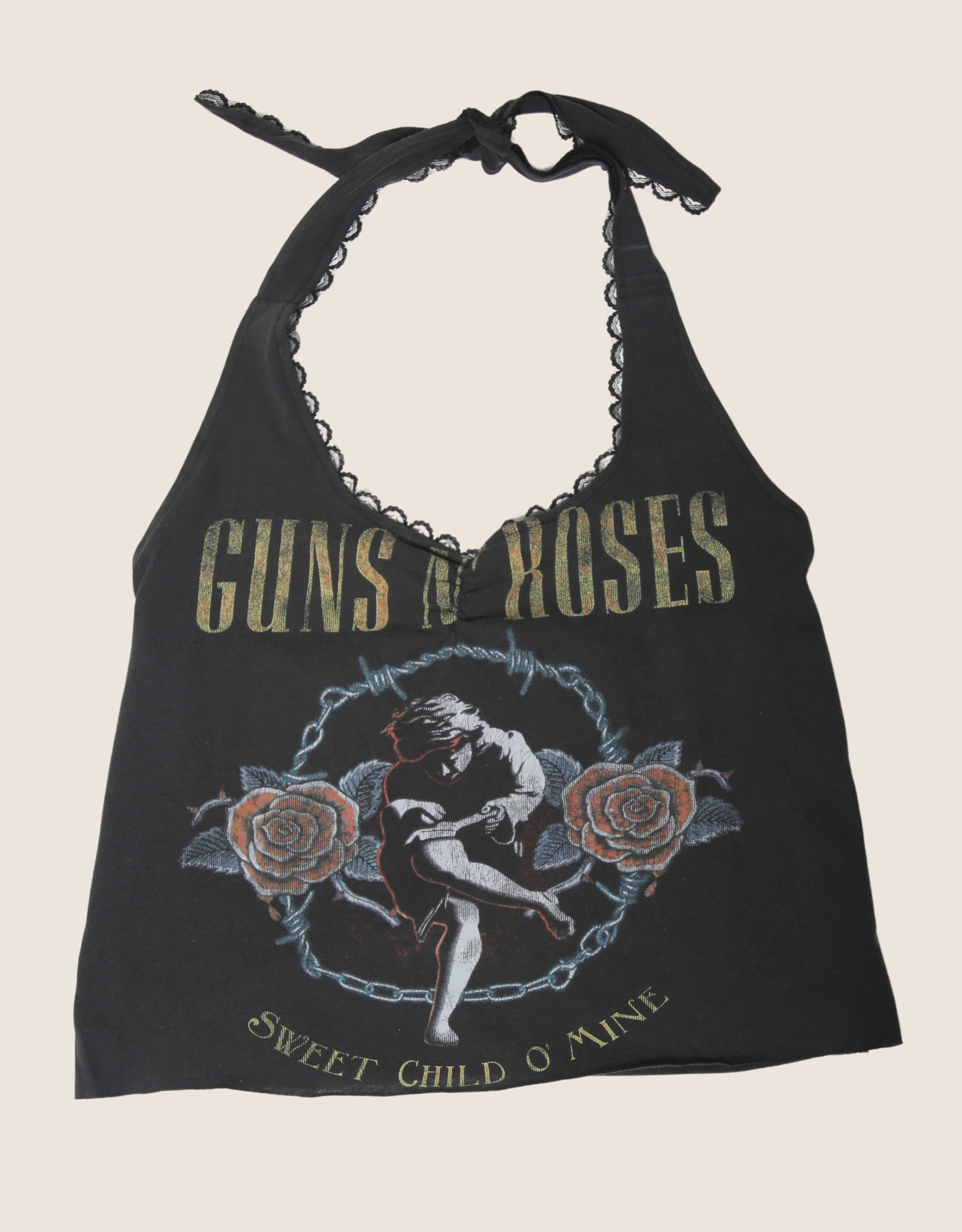 gun n roses lace trim halter top