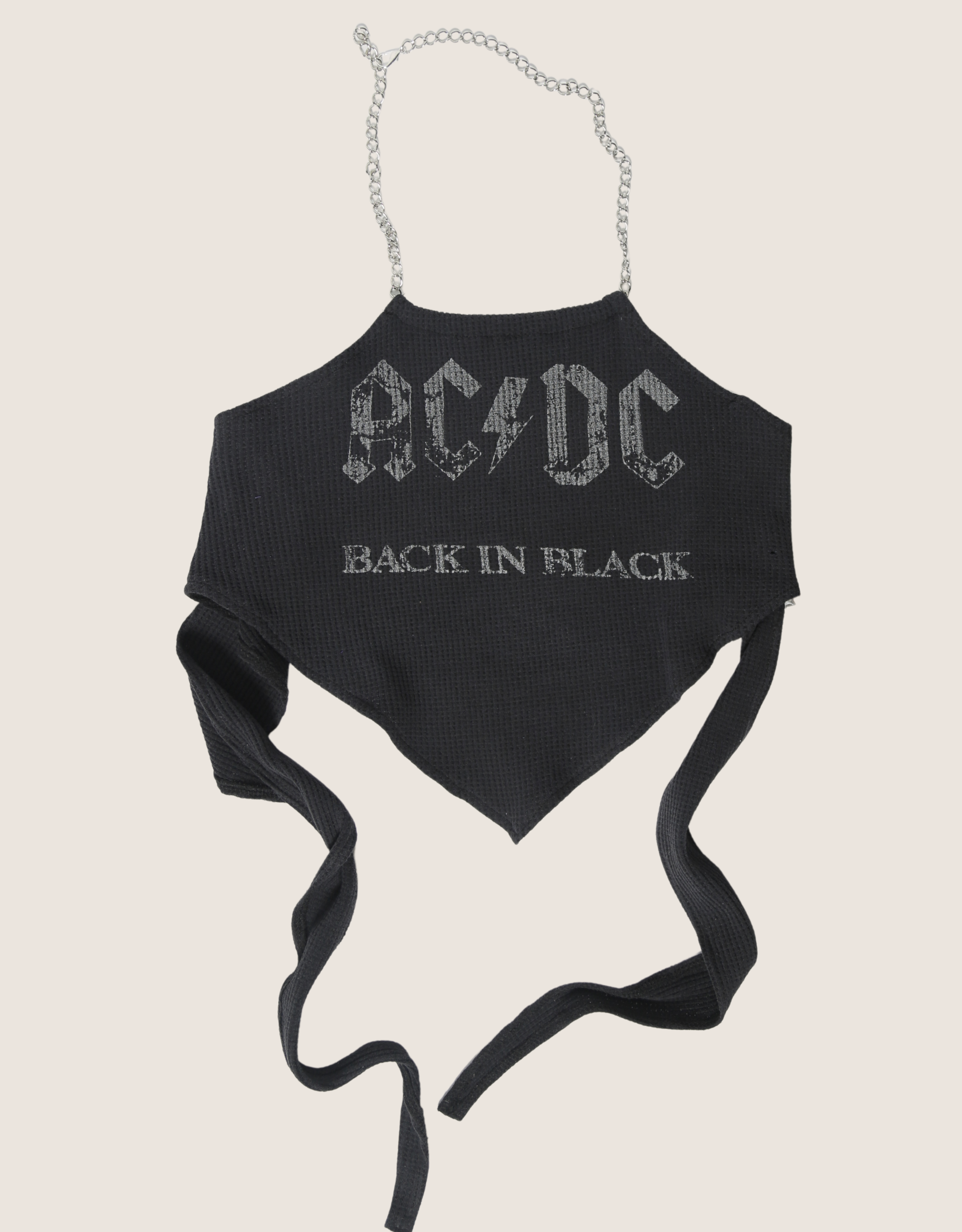 acdc waffle material chain halter top